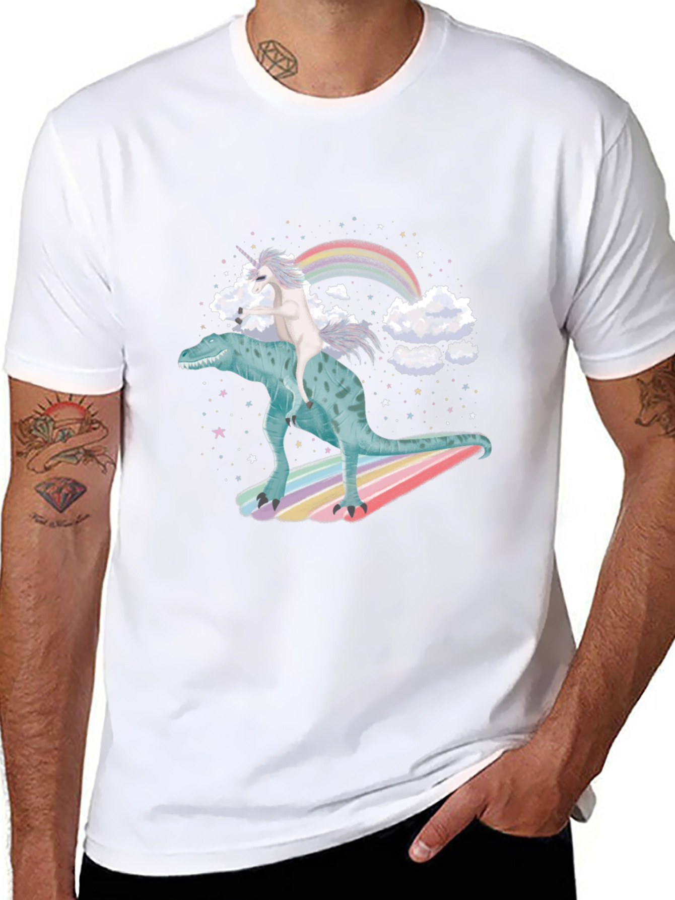 Unicorn Riding Dinosaur T-Shirt