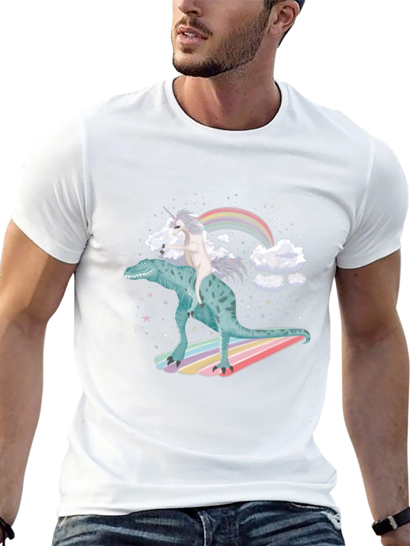Unicorn Riding Dinosaur T-Shirt