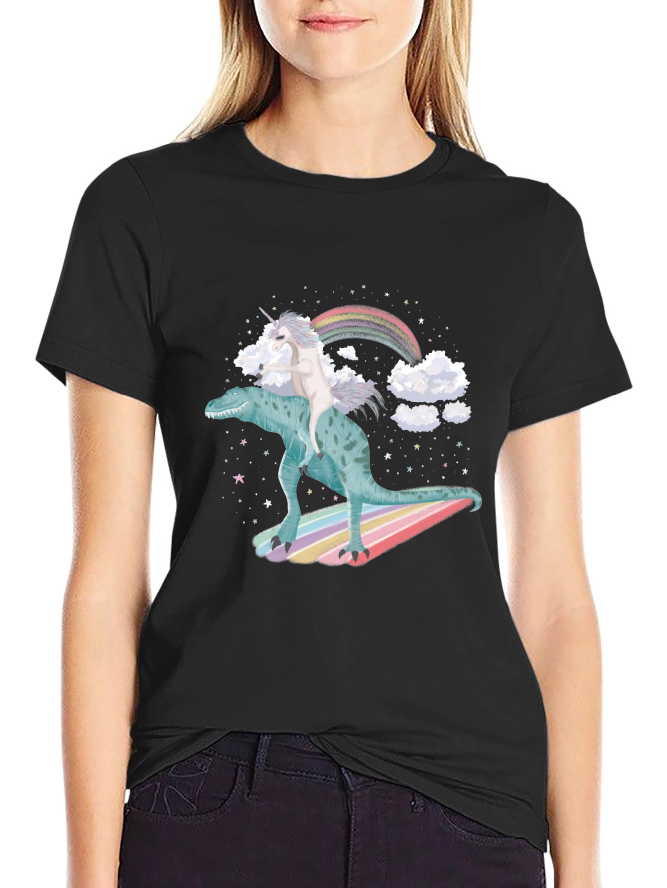 Unicorn Riding Dinosaur T-Shirt