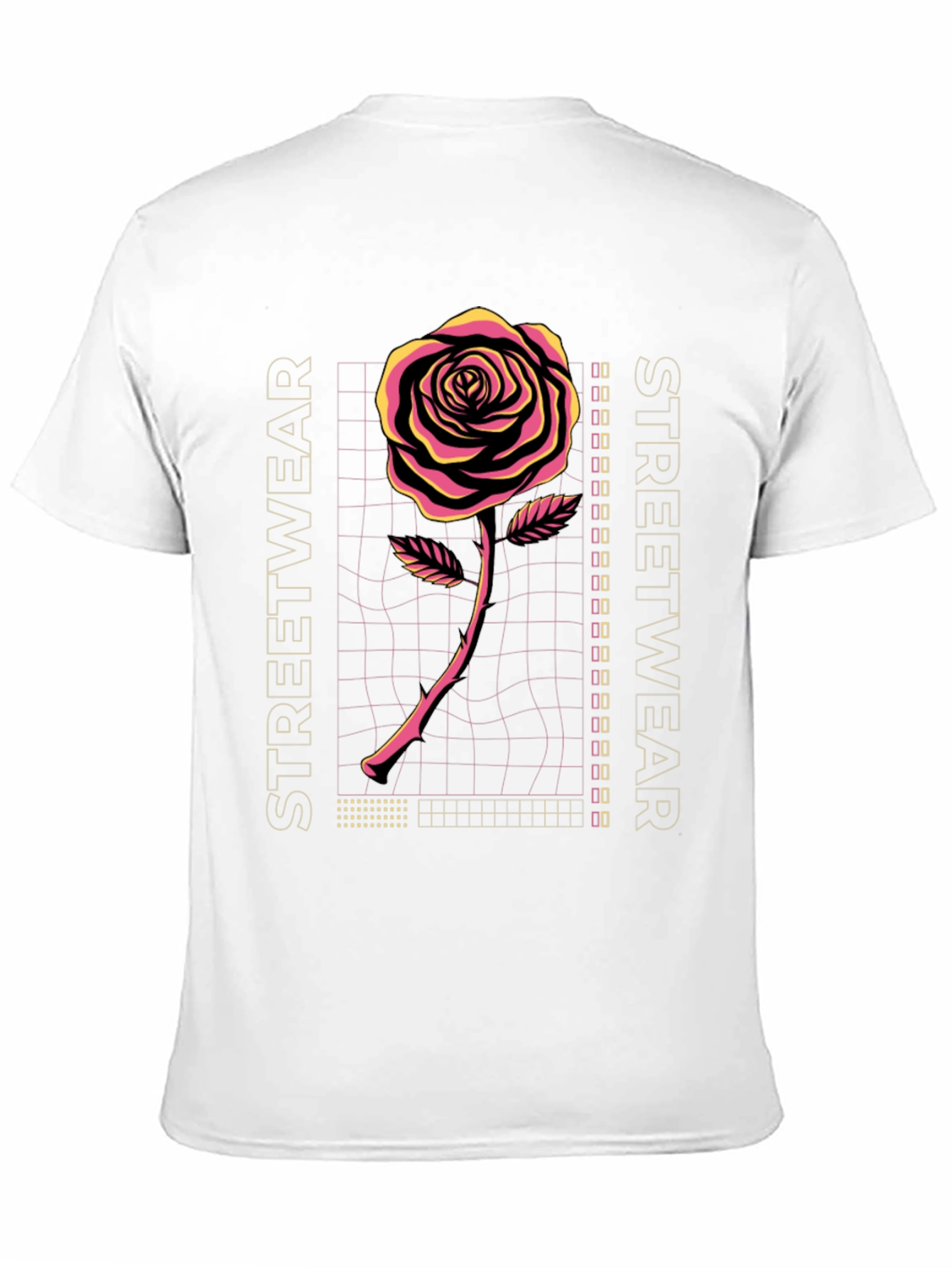 Retro Rose Streetwear Graphic Tee - Black