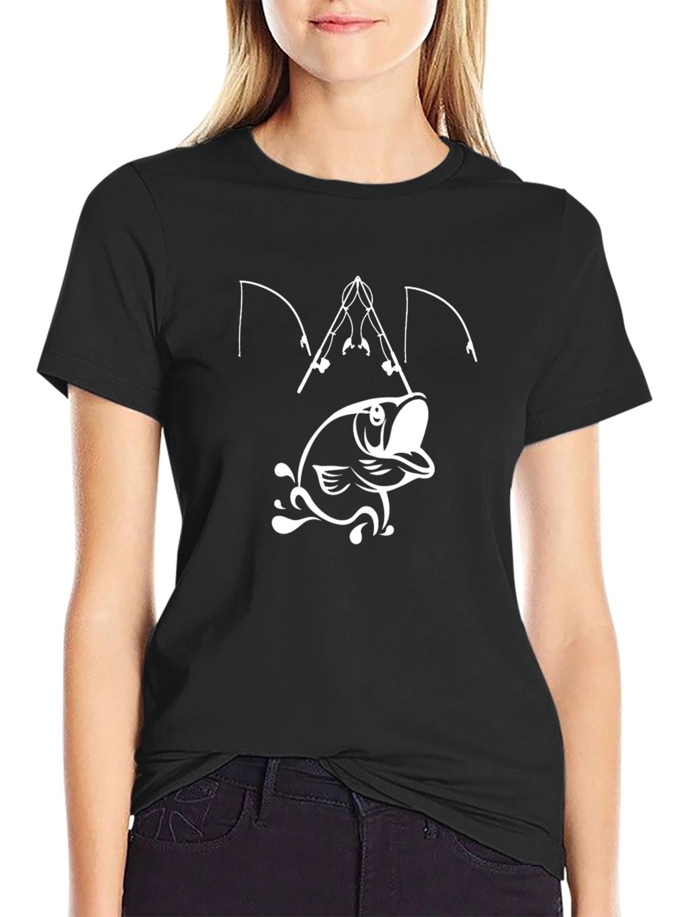 Fishing Dad Graphic Tee - Black Cotton T-Shirt
