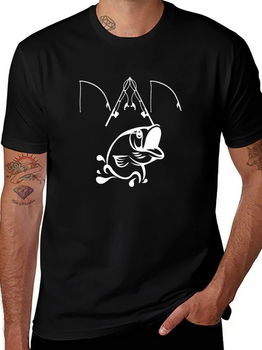 Fishing Dad Graphic Tee - Black Cotton T-Shirt