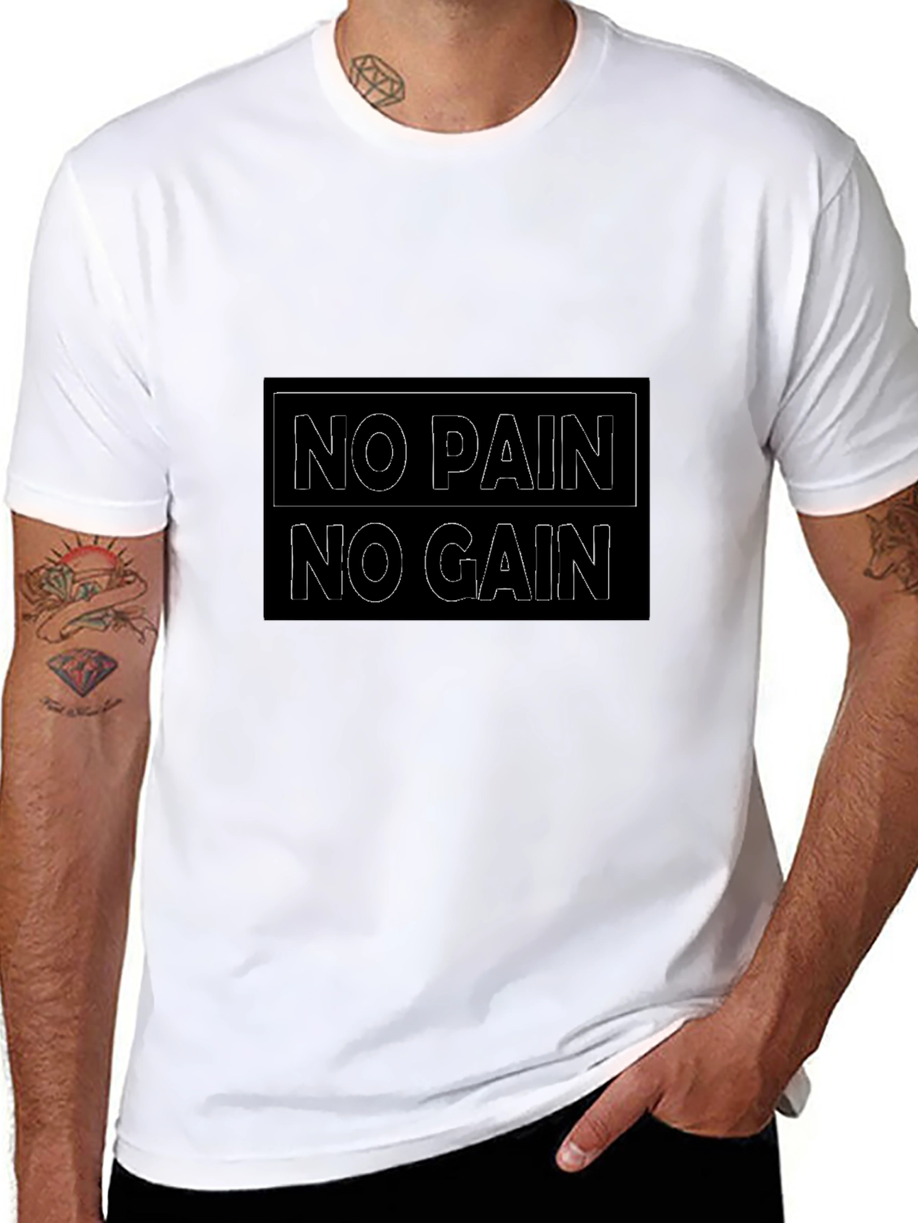No Pain No Gain Black T-Shirt for Men
