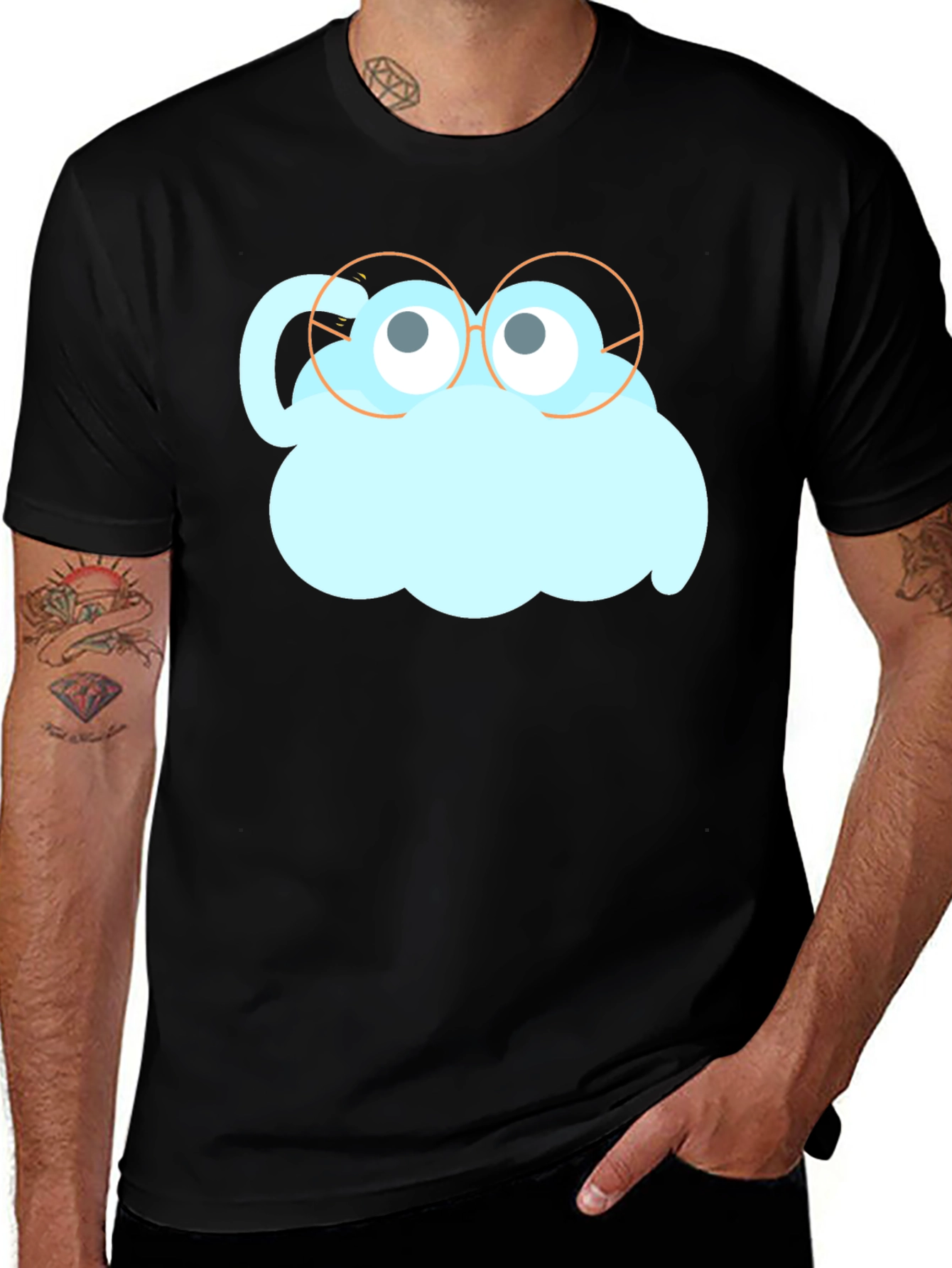 Funny Graphic T-Shirt - Cloud Design with Glasses