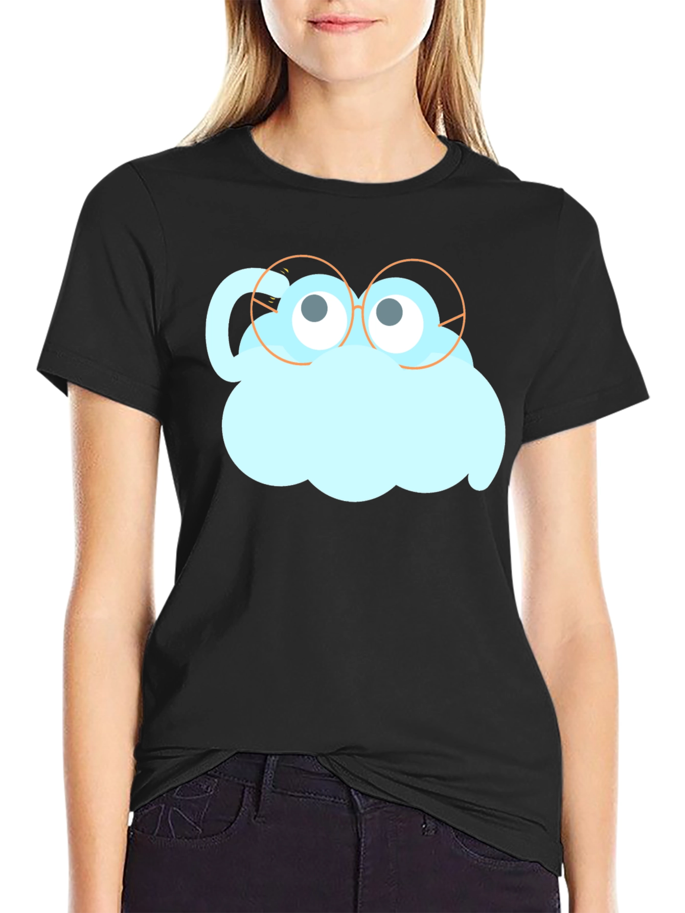 Funny Graphic T-Shirt - Cloud Design with Glasses