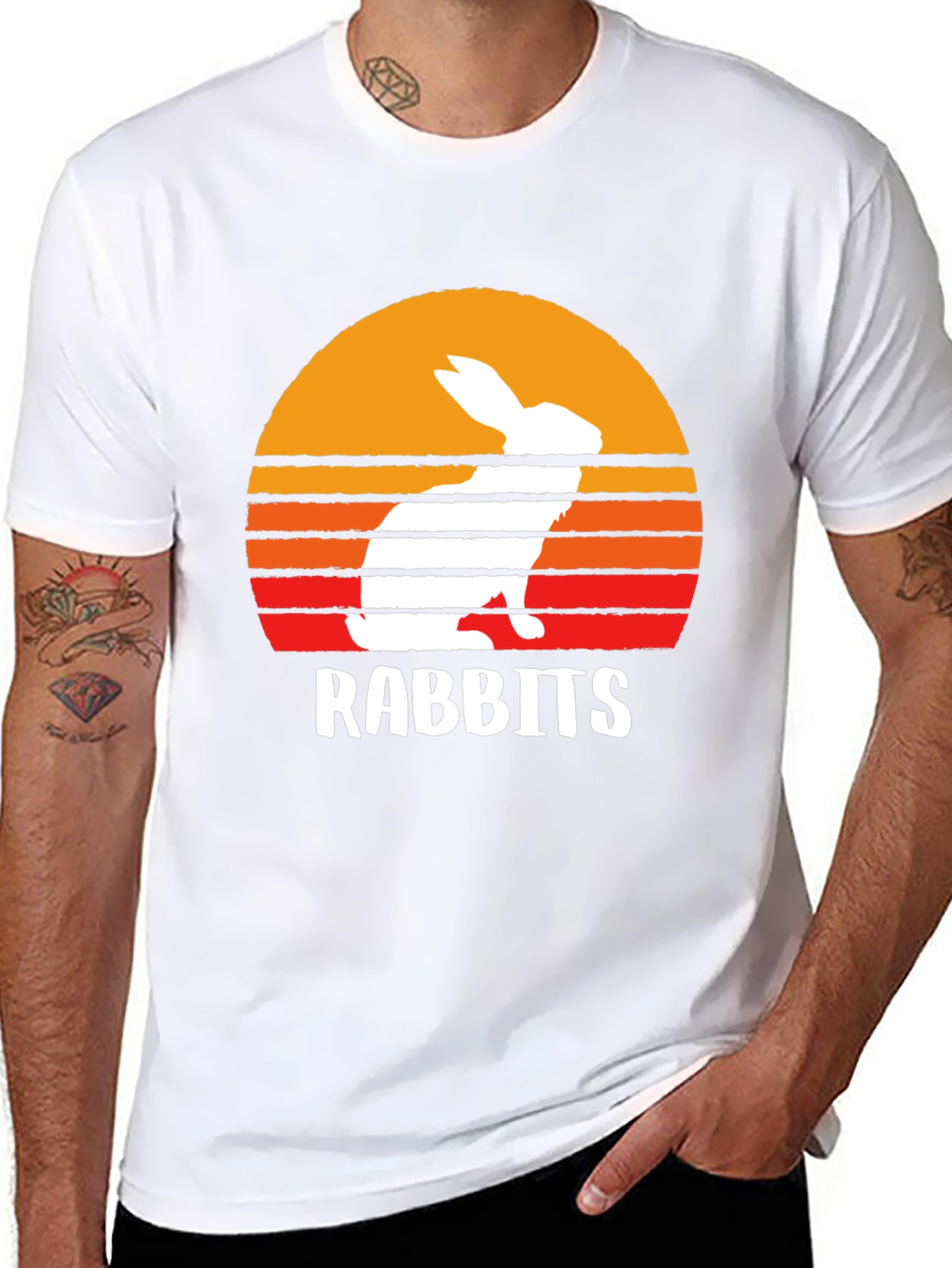 Retro Rabbits Sunset T-Shirt - Cute Animal Tee