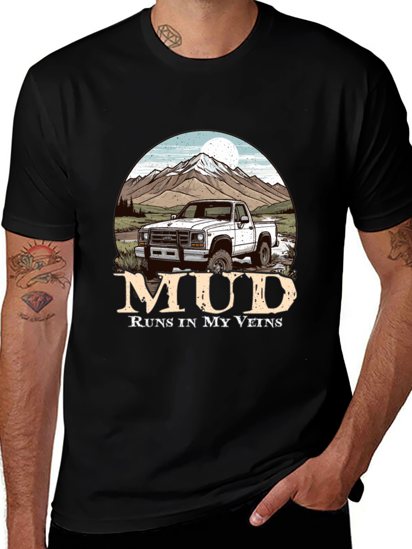 Mud Runs In My Veins Truck T-Shirt