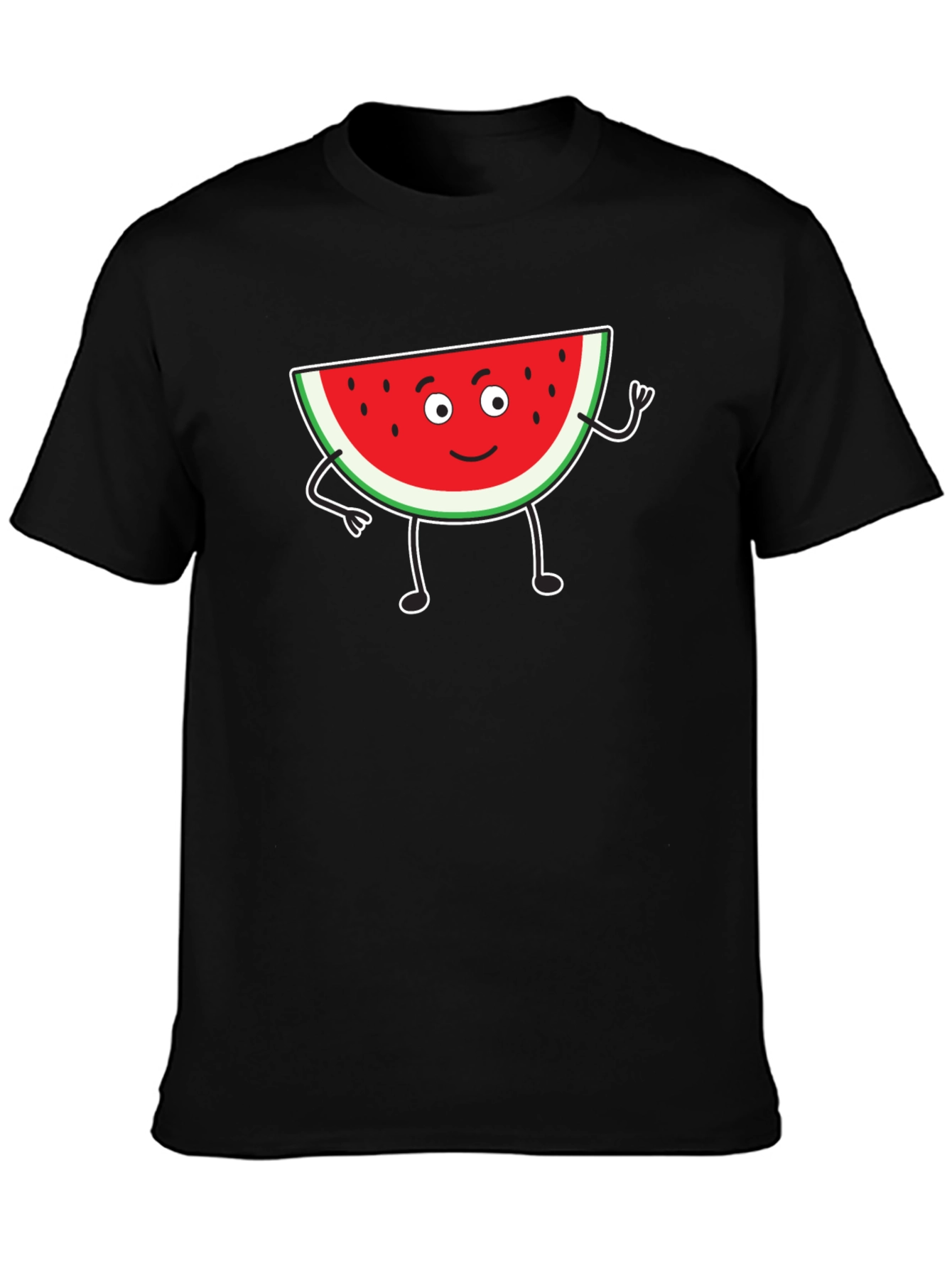 Cartoon Watermelon Graphic Black T-Shirt