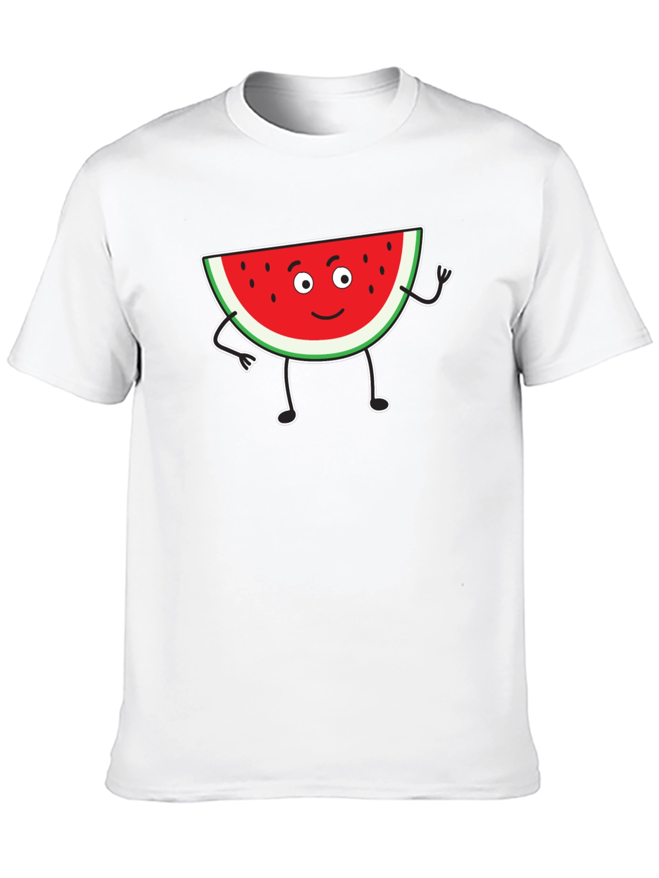 Cartoon Watermelon Graphic Black T-Shirt