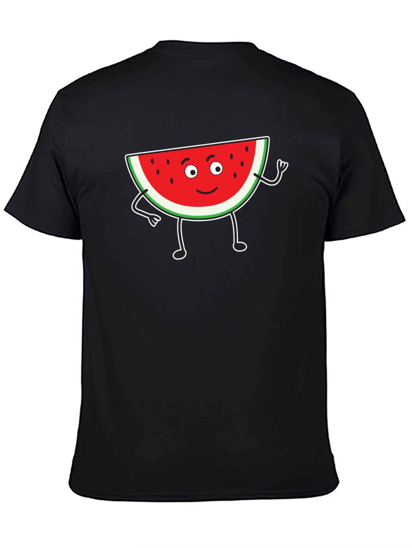 Cartoon Watermelon Graphic Black T-Shirt