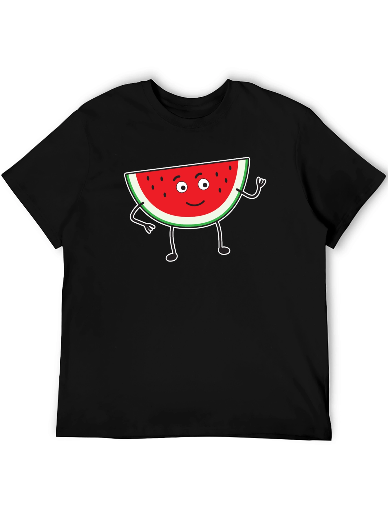 Cartoon Watermelon Graphic Black T-Shirt
