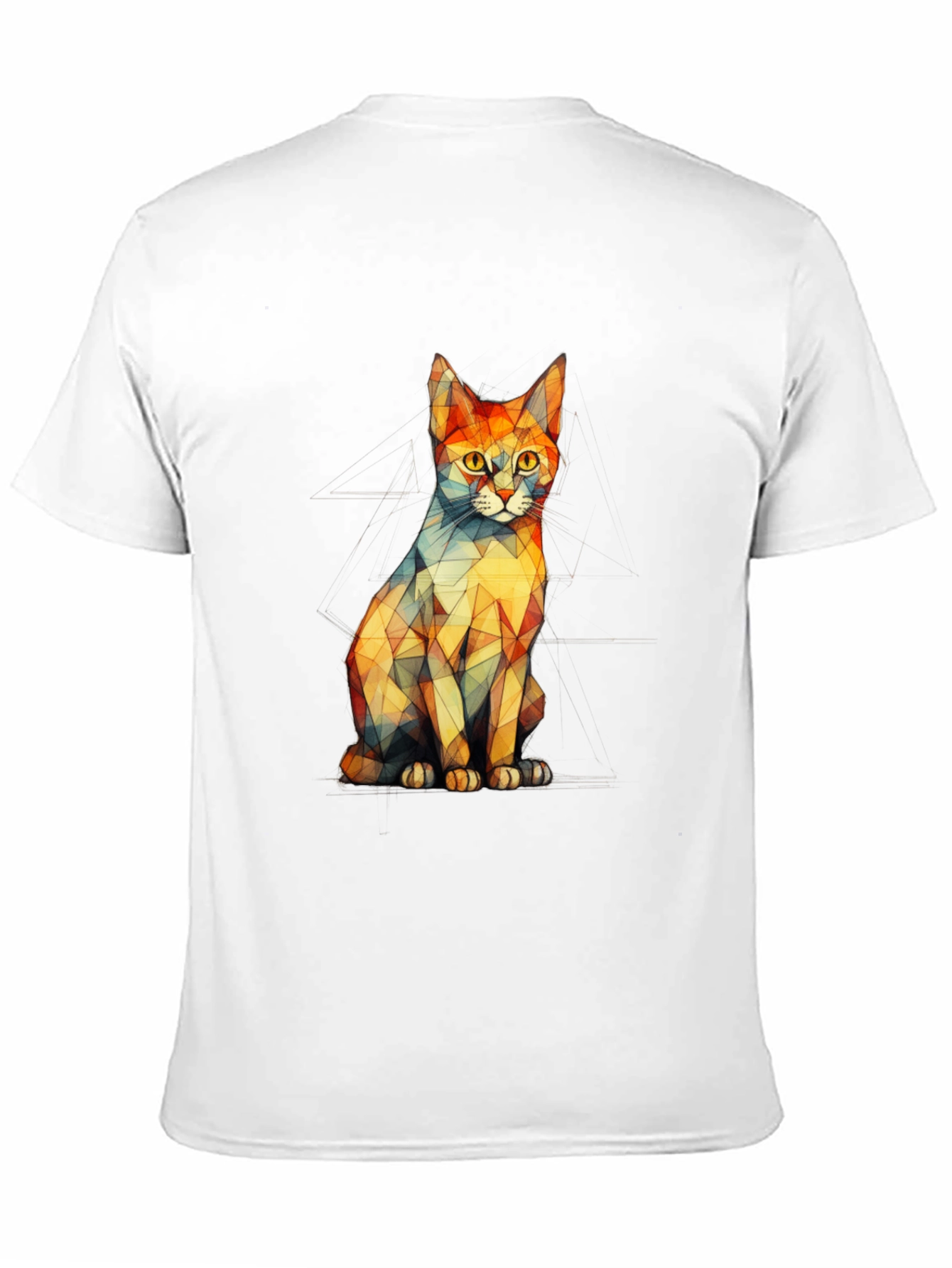 Geometric Cat Graphic Black T-Shirt