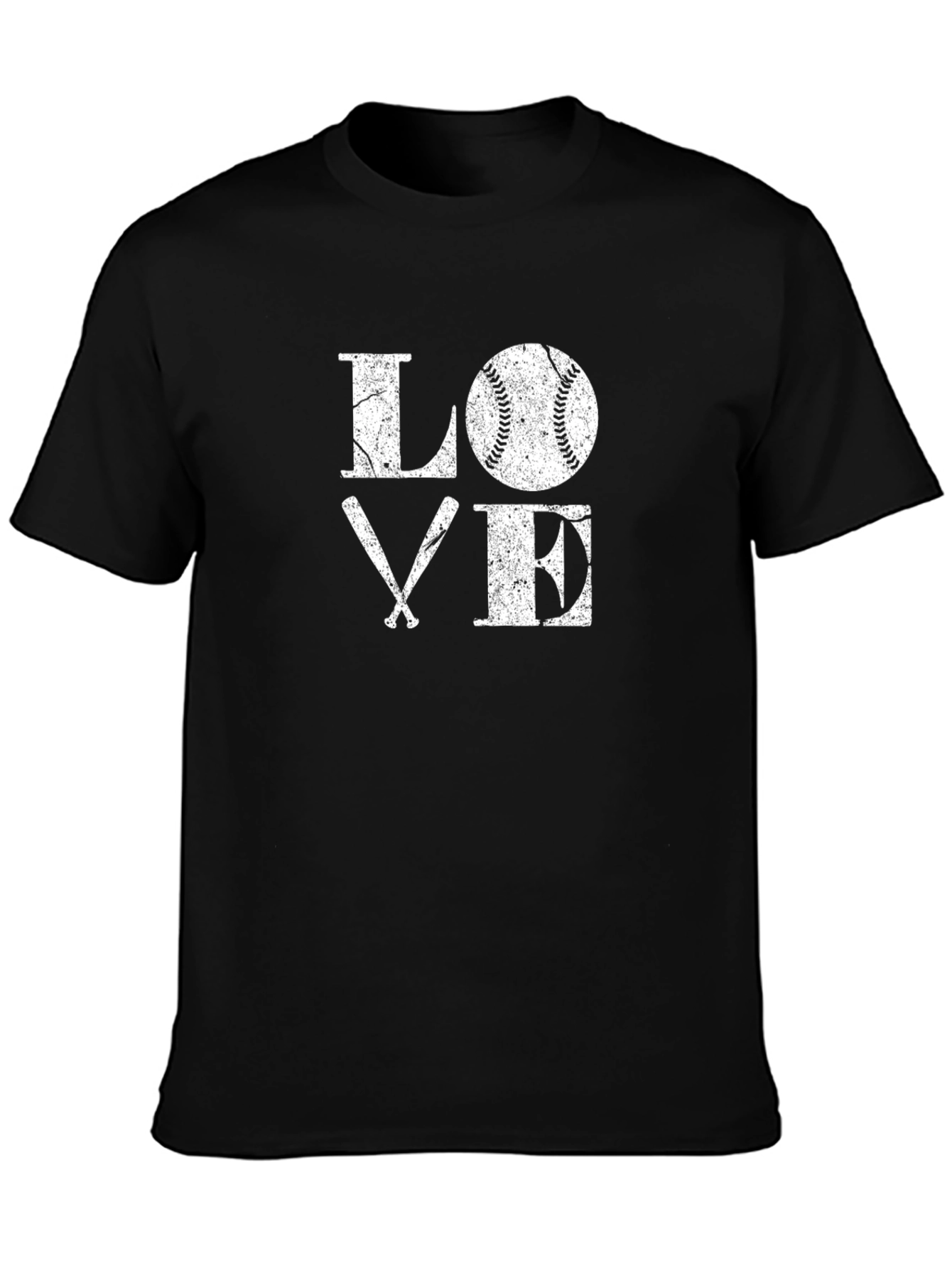 Baseball LOVE Graphic Tee - Black Cotton T-Shirt
