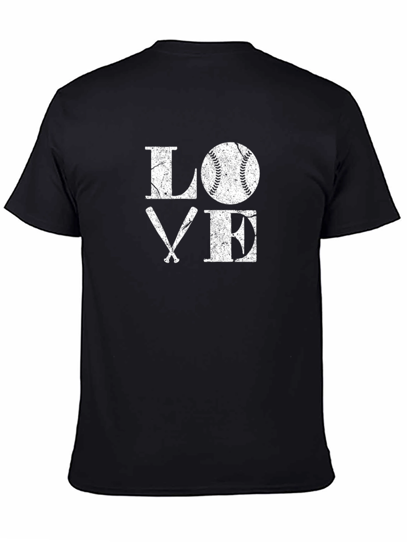 Baseball LOVE Graphic Tee - Black Cotton T-Shirt