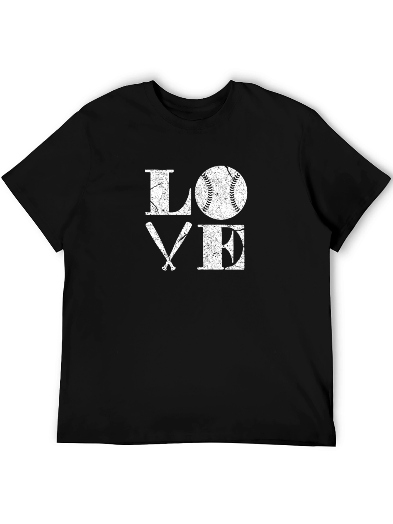 Baseball LOVE Graphic Tee - Black Cotton T-Shirt