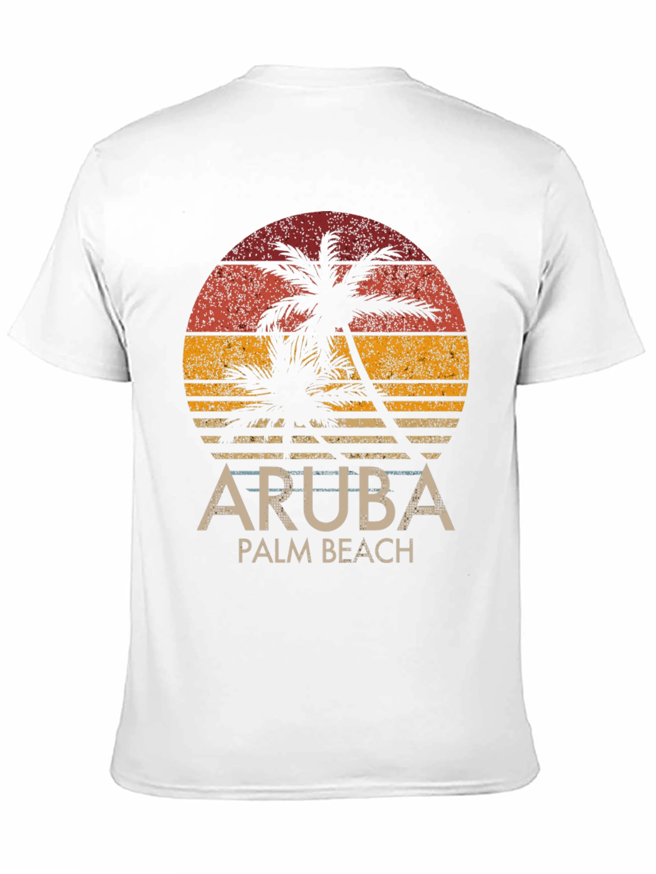 Aruba Palm Beach Graphic Tee - Tropical Sunset Design