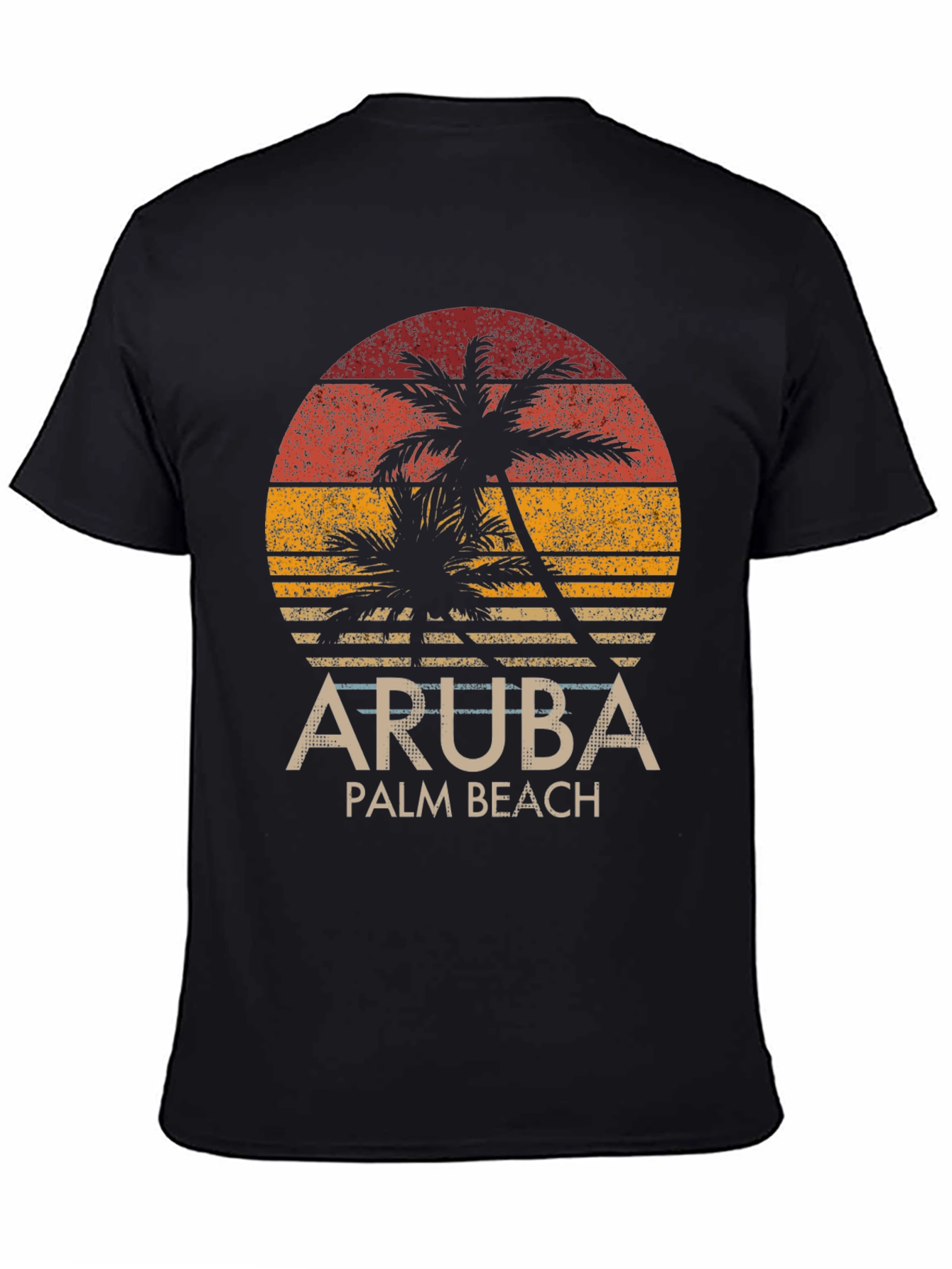 Aruba Palm Beach Graphic Tee - Tropical Sunset Design