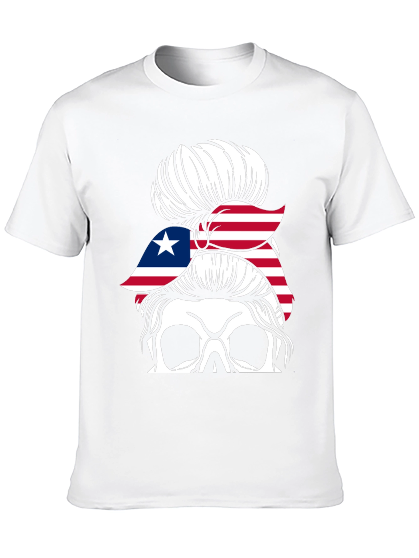 Liberia Flag Skull Messy Bun T-Shirt