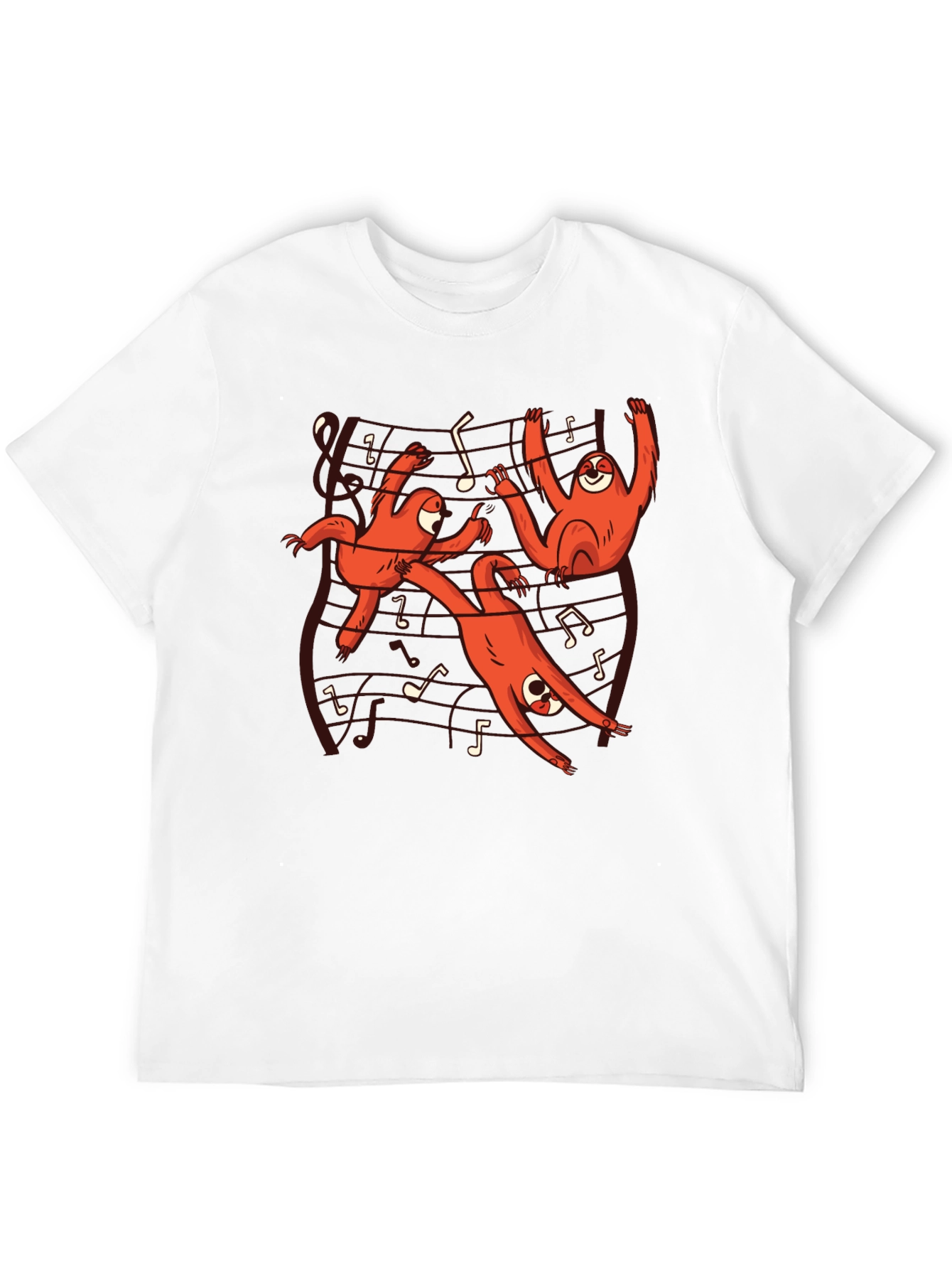 Musical Sloth Graphic Tee - Black Cotton T-Shirt