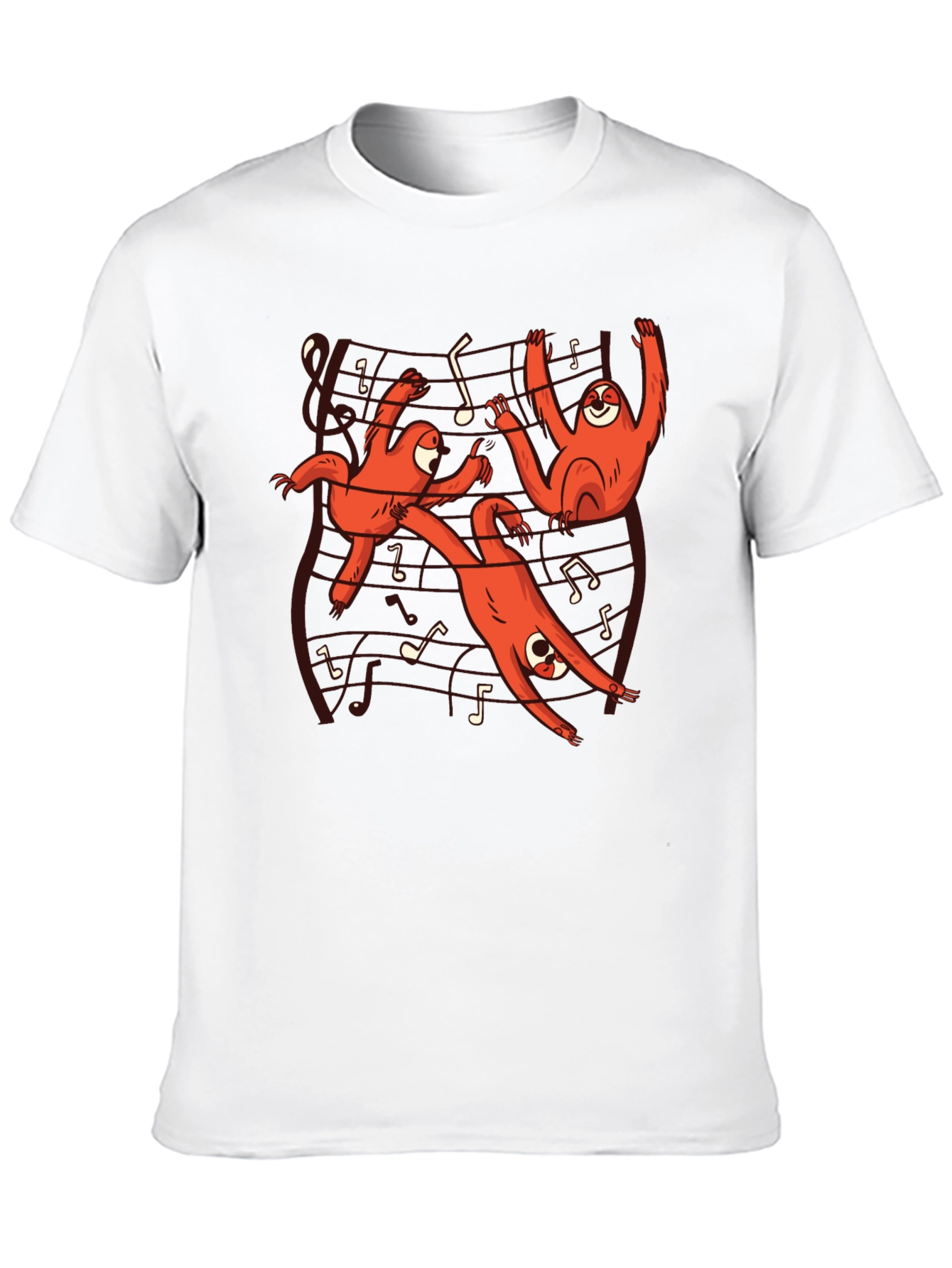 Musical Sloth Graphic Tee - Black Cotton T-Shirt