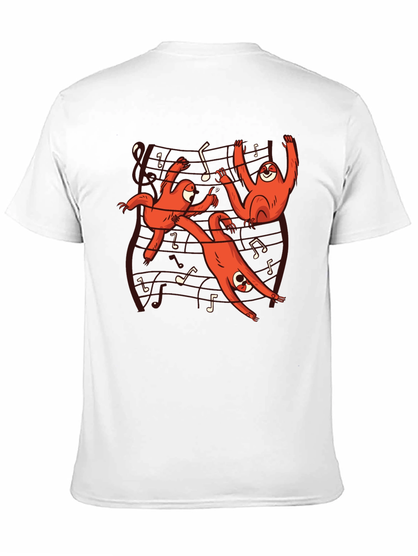 Musical Sloth Graphic Tee - Black Cotton T-Shirt