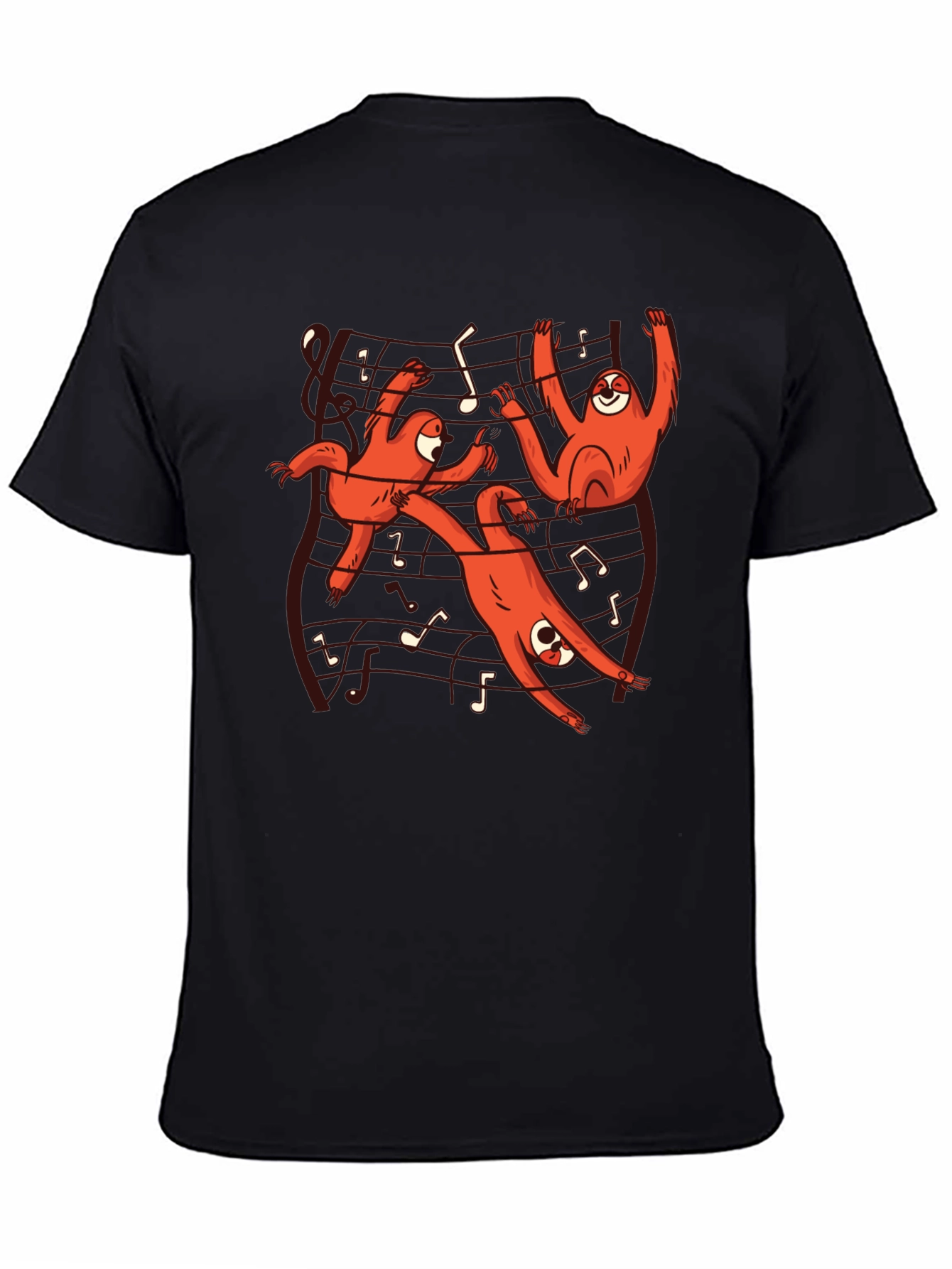 Musical Sloth Graphic Tee - Black Cotton T-Shirt