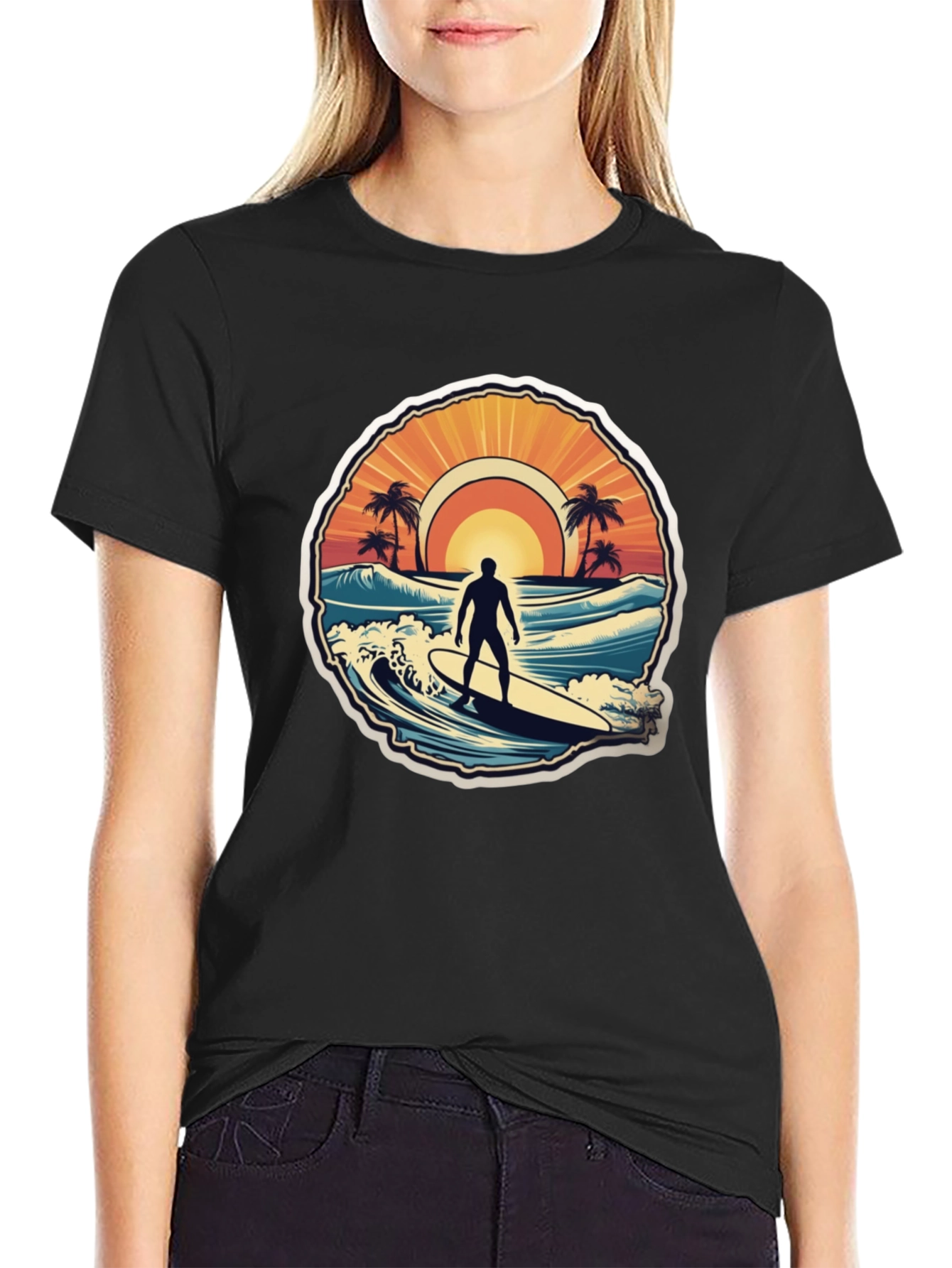 Surfing Vibes T-Shirt - Ocean Scene Design