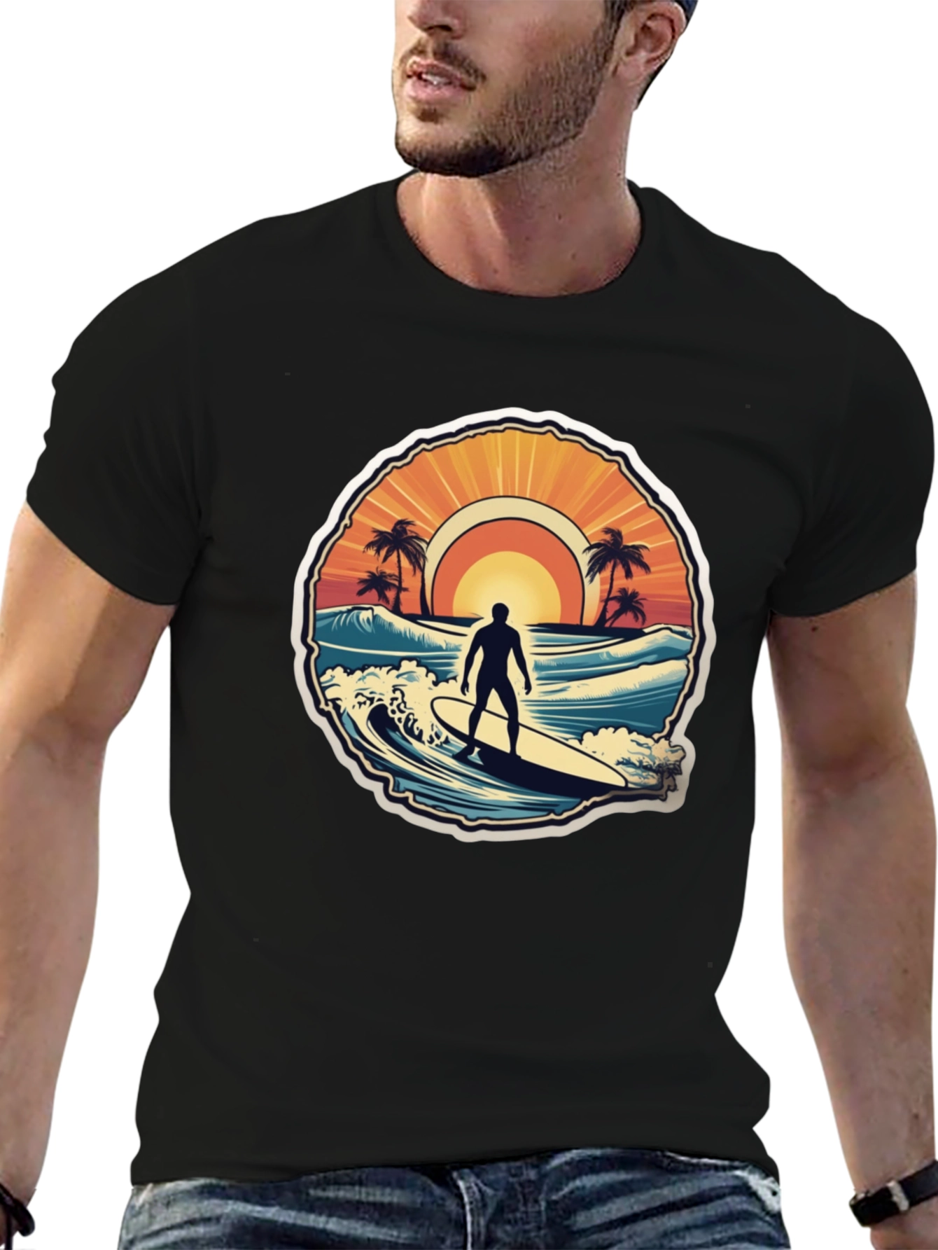 Surfing Vibes T-Shirt - Ocean Scene Design