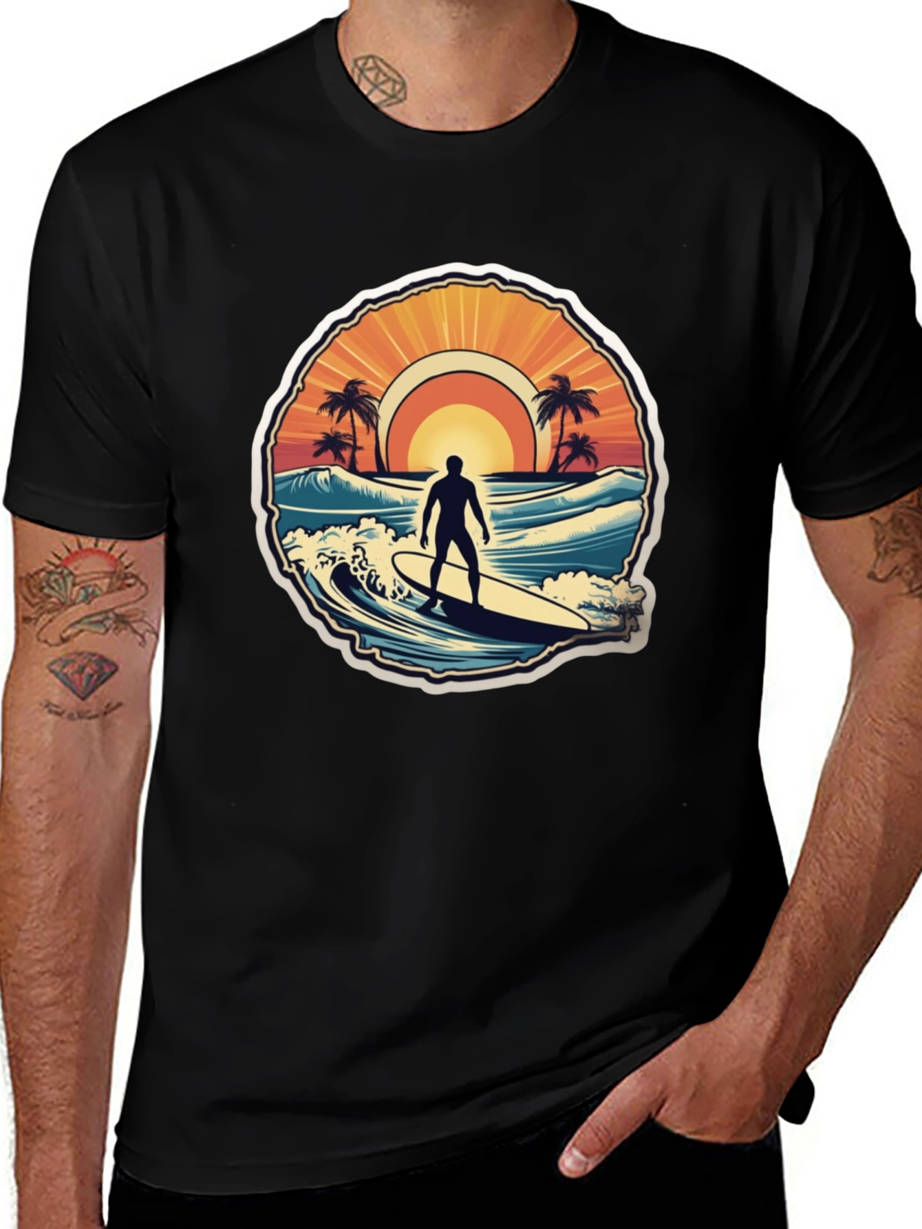 Surfing Vibes T-Shirt - Ocean Scene Design
