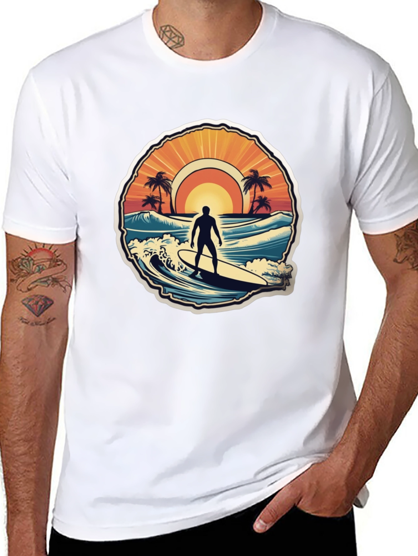 Surfing Vibes T-Shirt - Ocean Scene Design