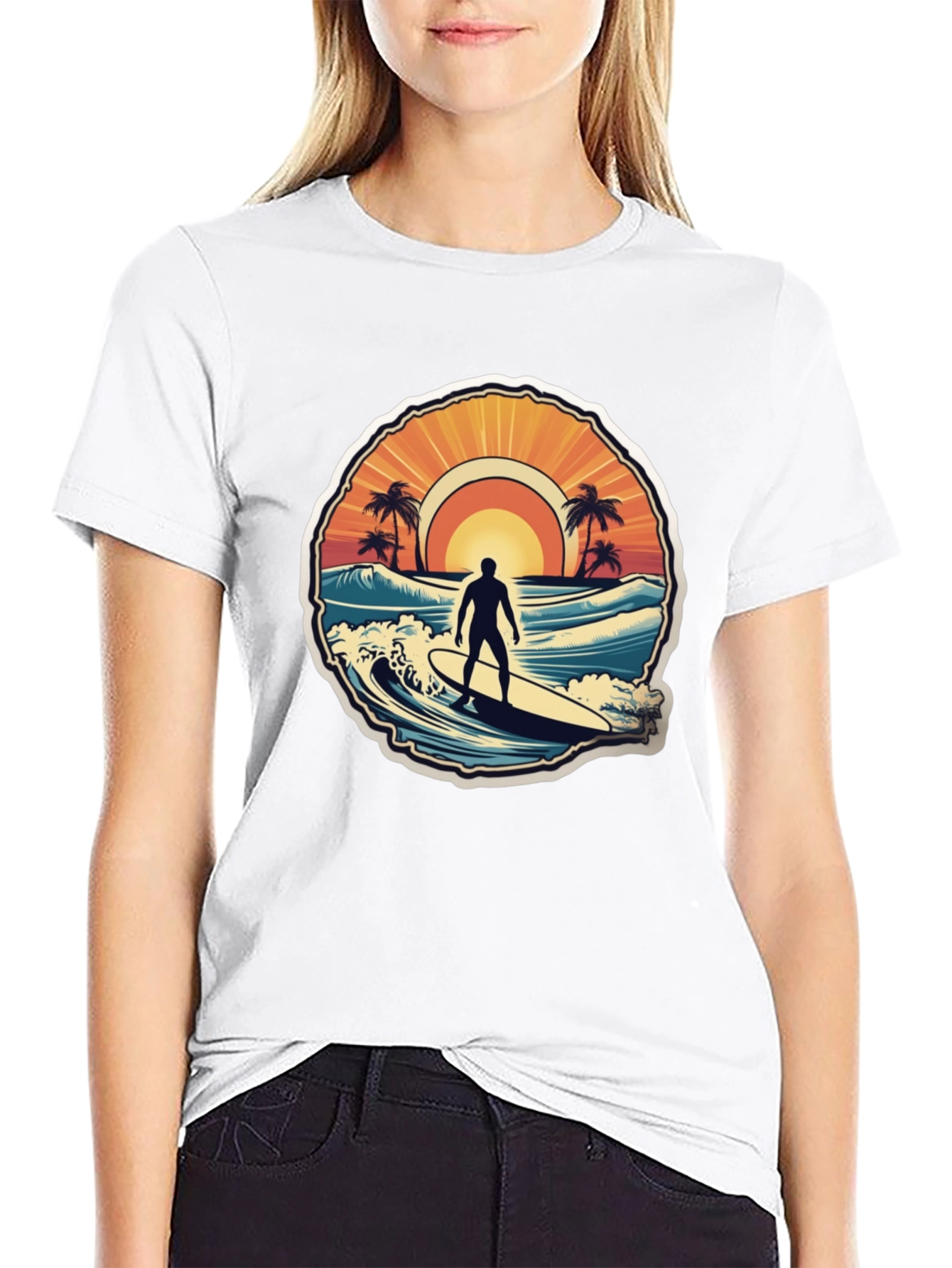 Surfing Vibes T-Shirt - Ocean Scene Design