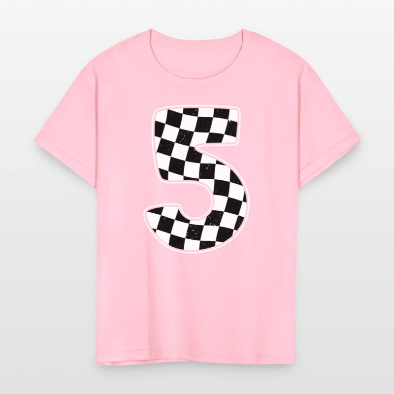 5th Birthday Checkered Number 5 Car Racing Flag