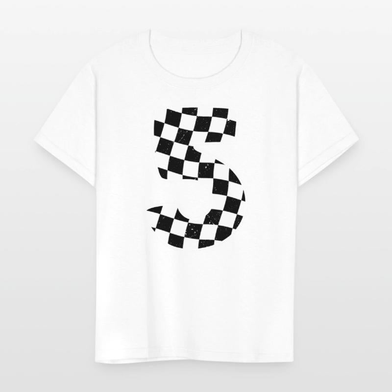 5th Birthday Checkered Number 5 Car Racing Flag