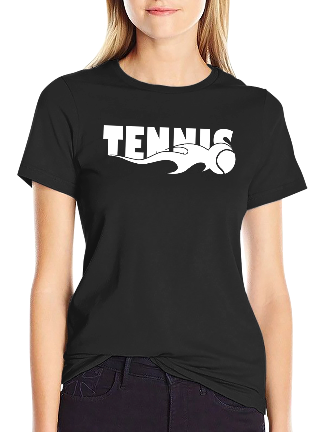 Tennis Flame Graphic Black T-Shirt