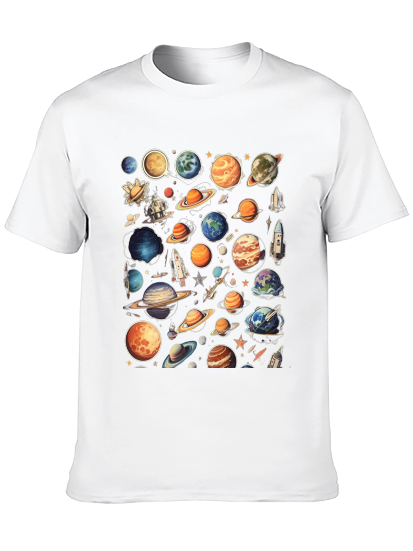 Space Planets Graphic Black T-Shirt