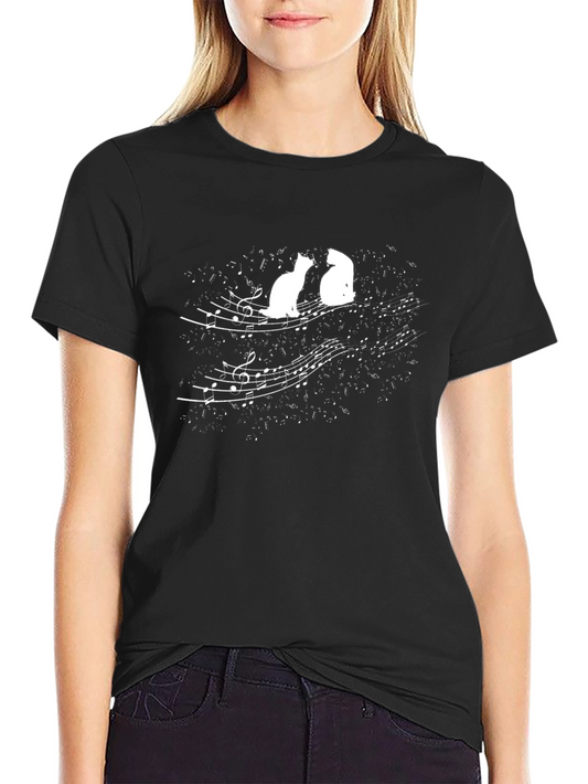 Musical Cats Black Graphic Tee