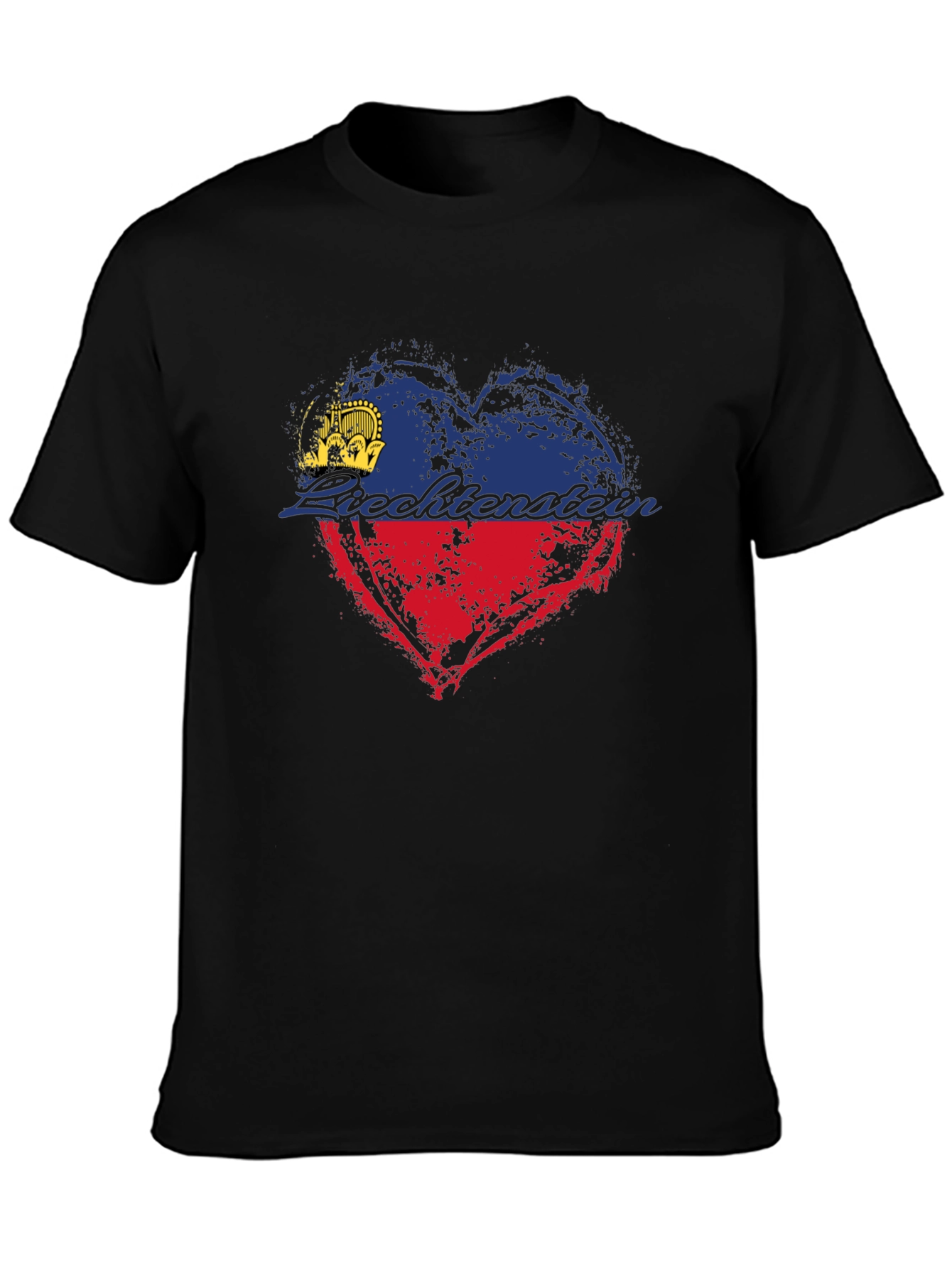 Liechtenstein Flag Heart T-Shirt - Black