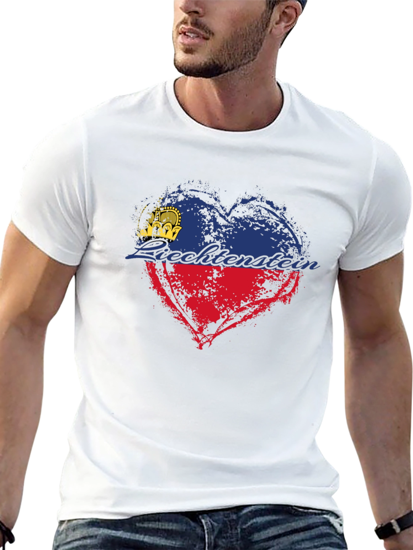 Liechtenstein Flag Heart T-Shirt - Black