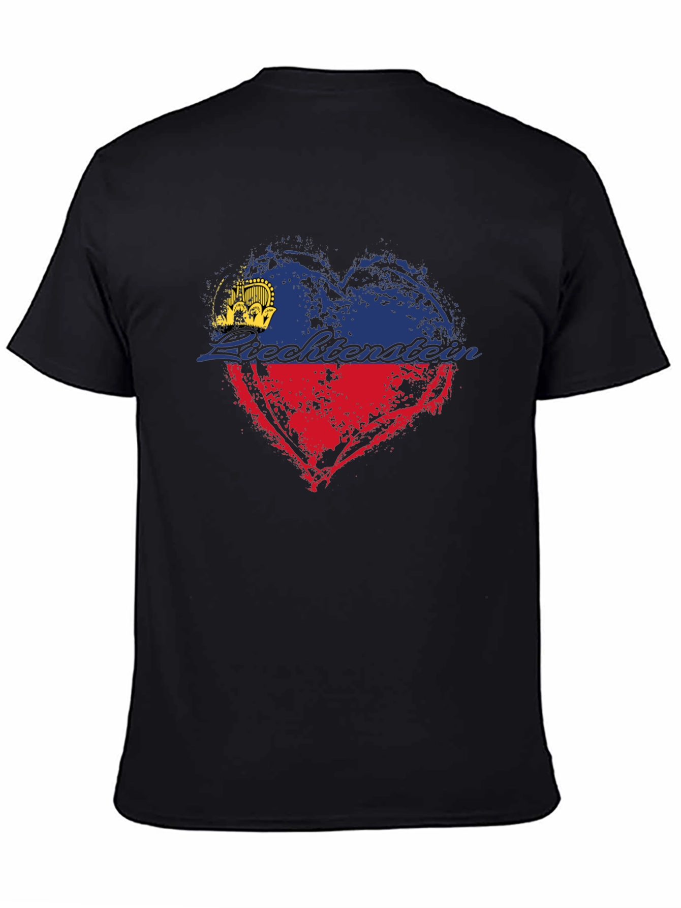 Liechtenstein Flag Heart T-Shirt - Black