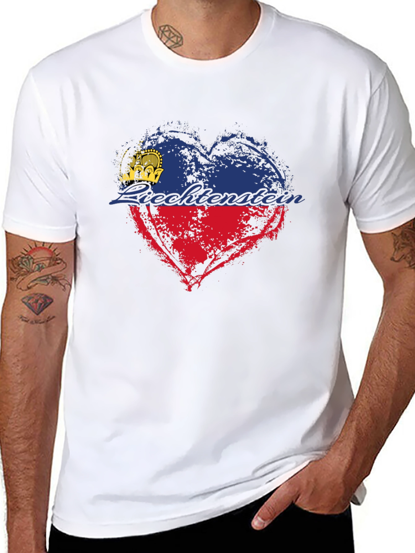 Liechtenstein Flag Heart T-Shirt - Black