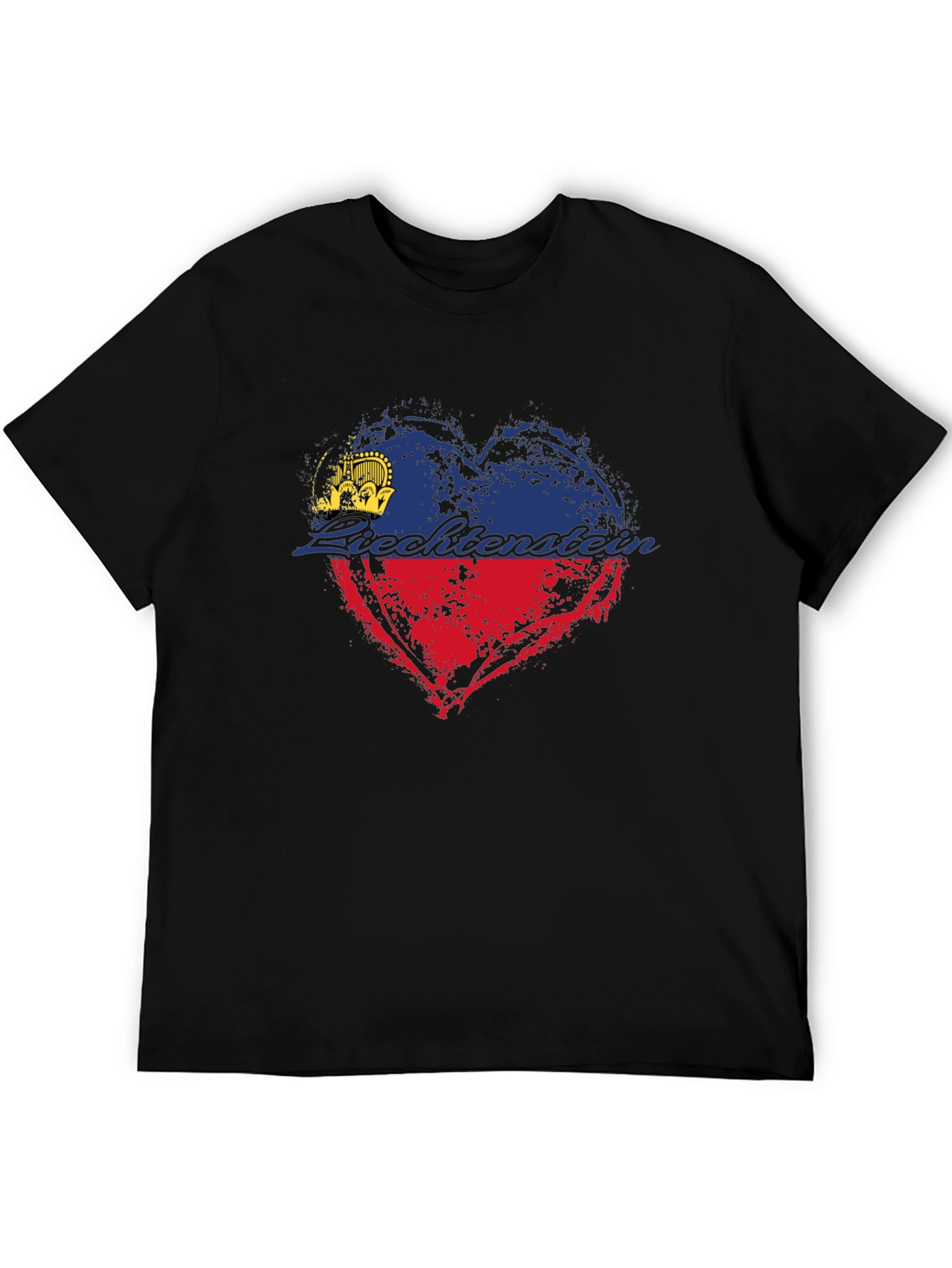 Liechtenstein Flag Heart T-Shirt - Black