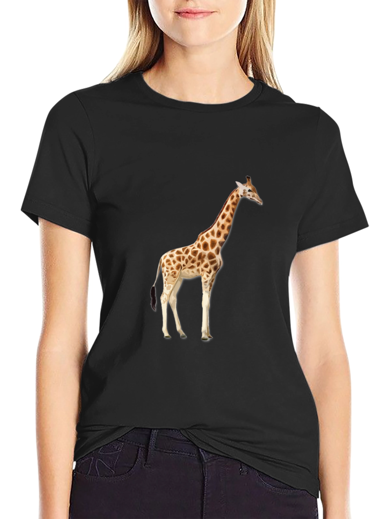 Giraffe Graphic Black T-Shirt