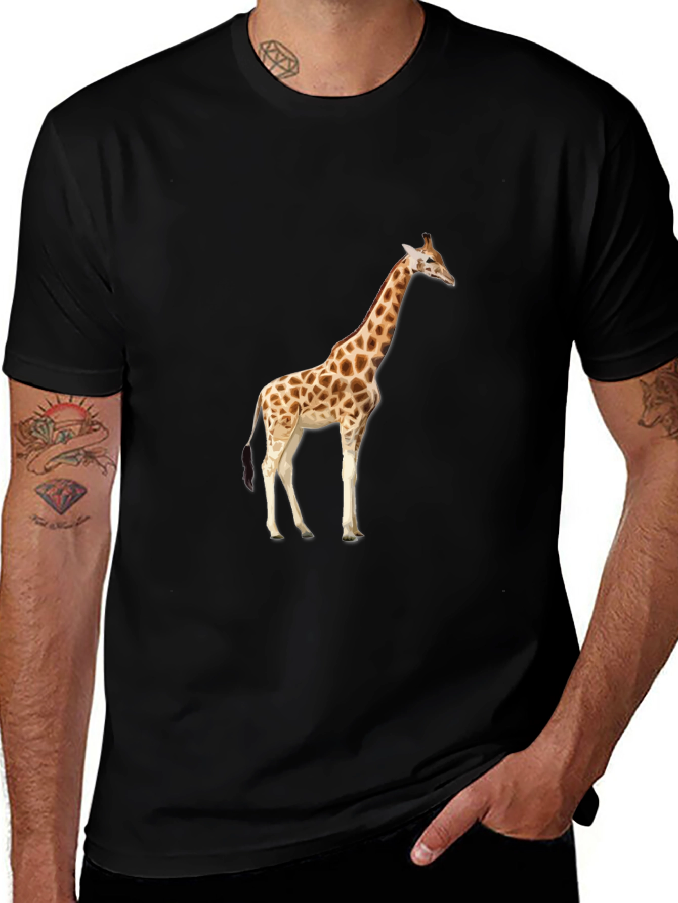Giraffe Graphic Black T-Shirt