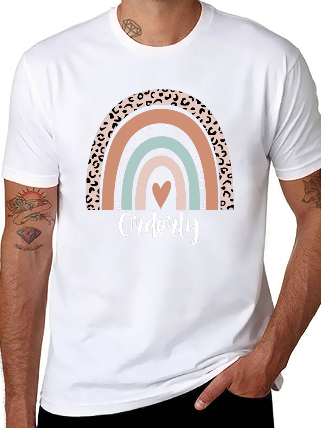 Orderly Rainbow Heart T-Shirt - Trendy Graphic Tee