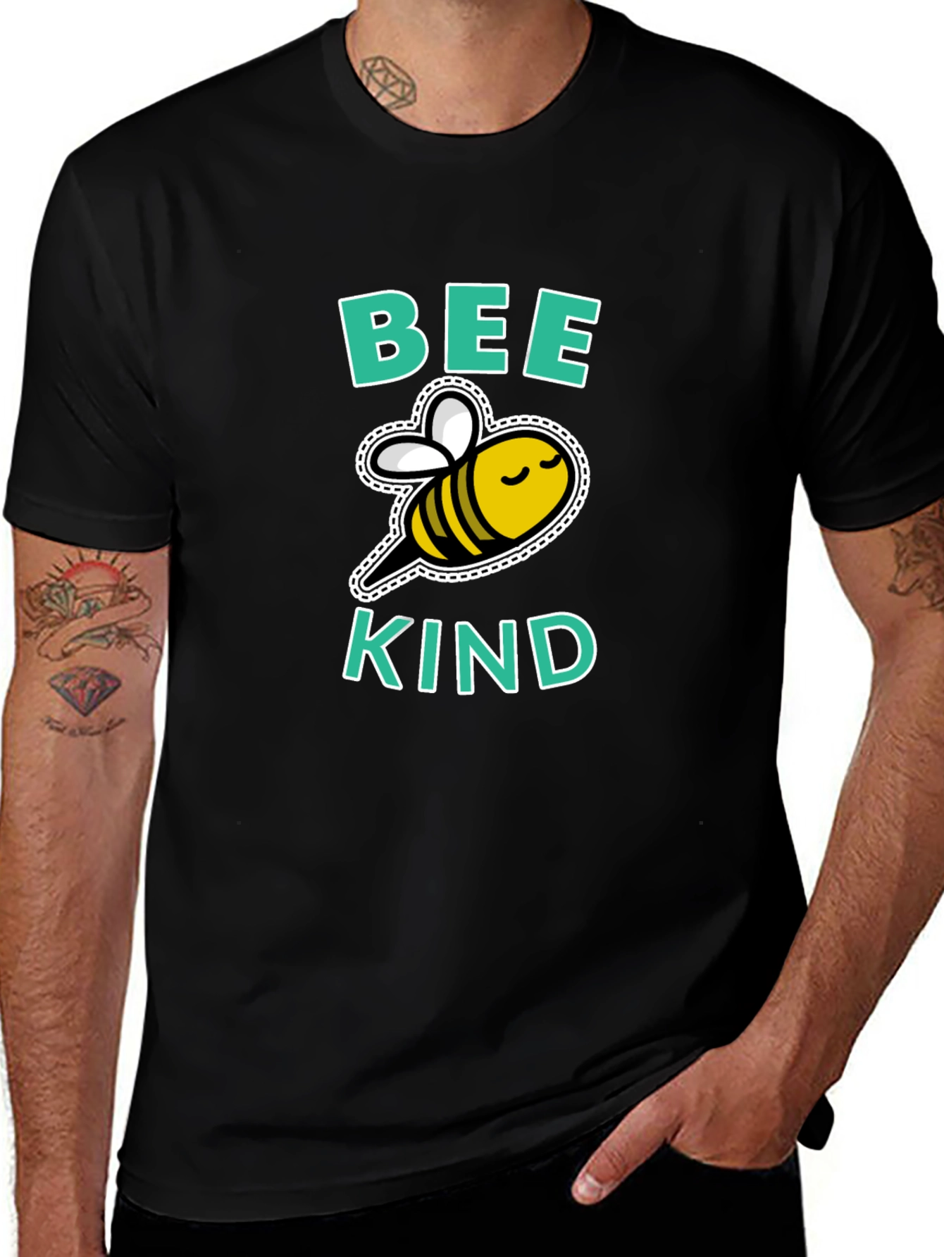 Bee Kind Graphic Tee - Black Cotton T-Shirt