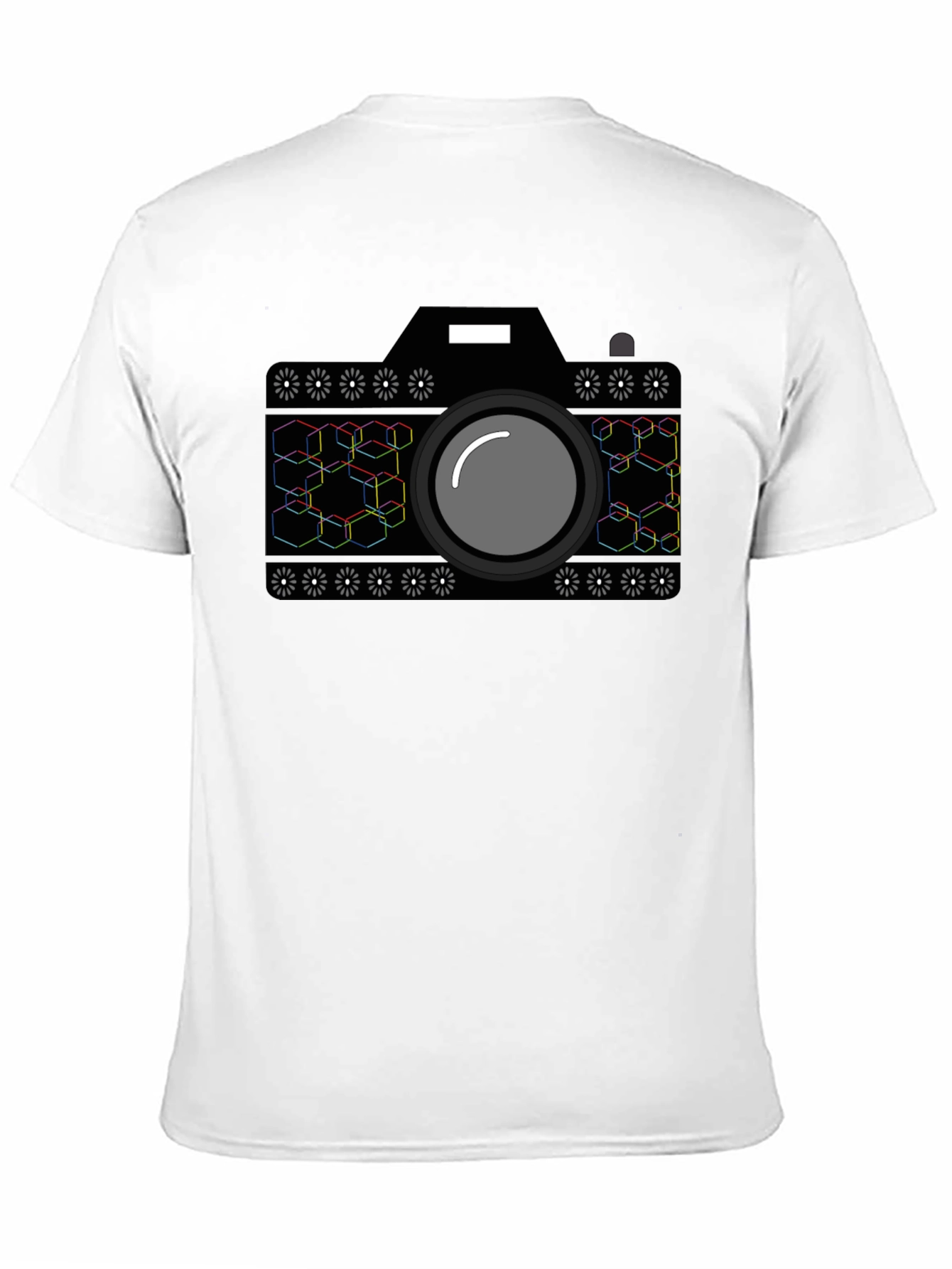 Geometric Camera Graphic T-Shirt - Black