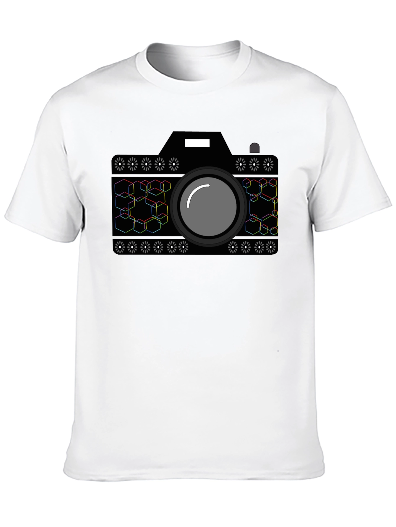 Geometric Camera Graphic T-Shirt - Black