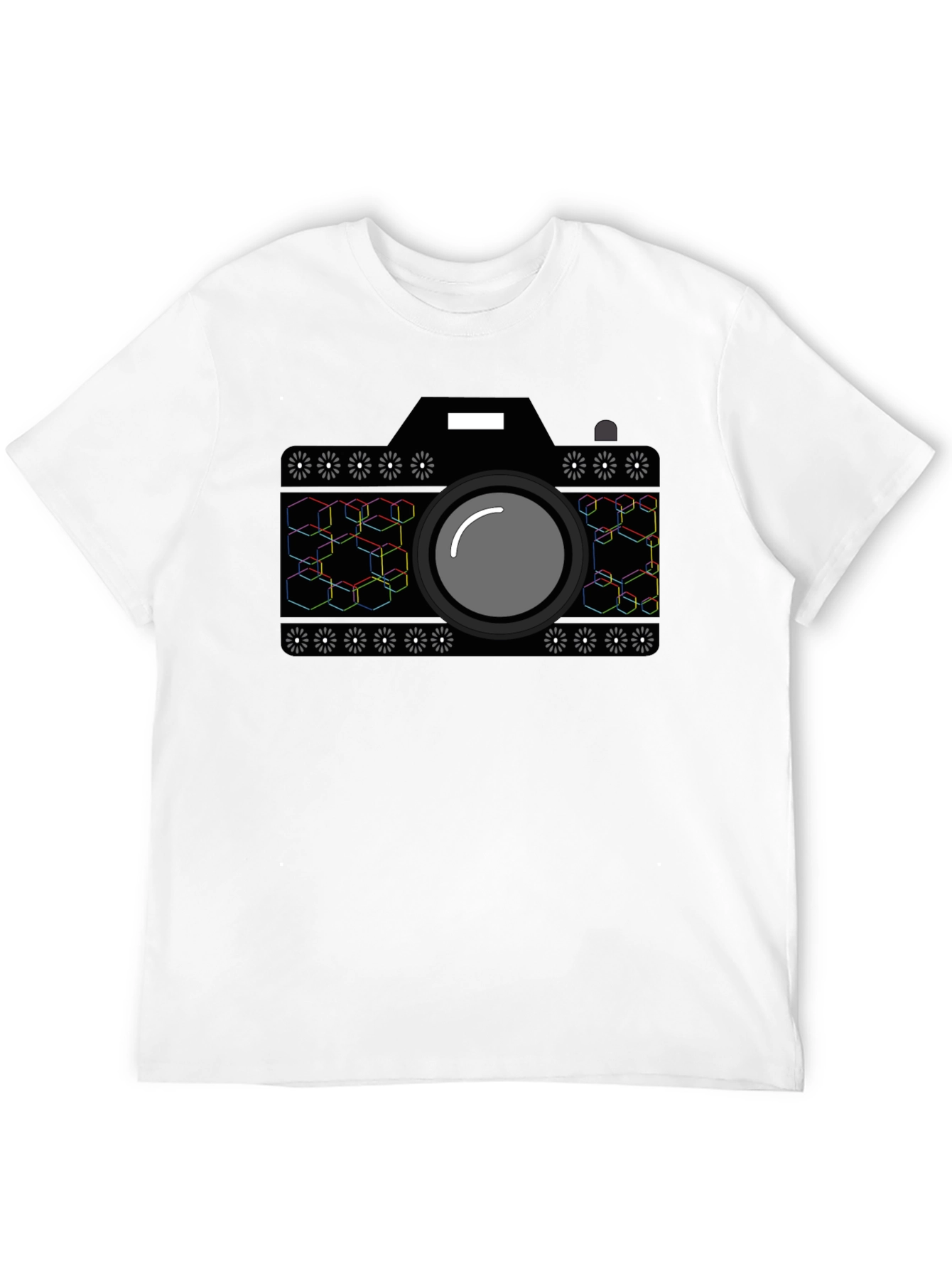 Geometric Camera Graphic T-Shirt - Black