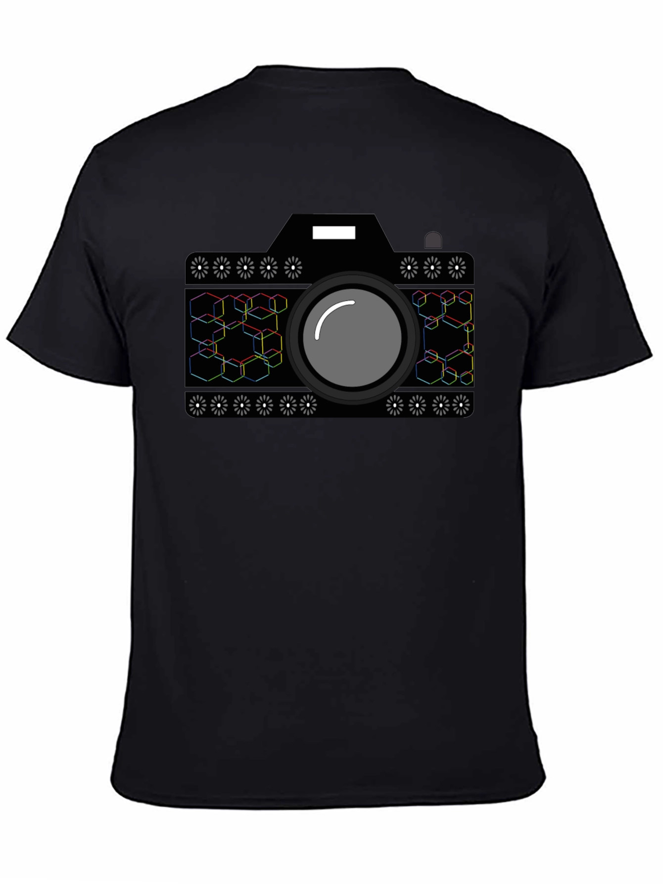 Geometric Camera Graphic T-Shirt - Black
