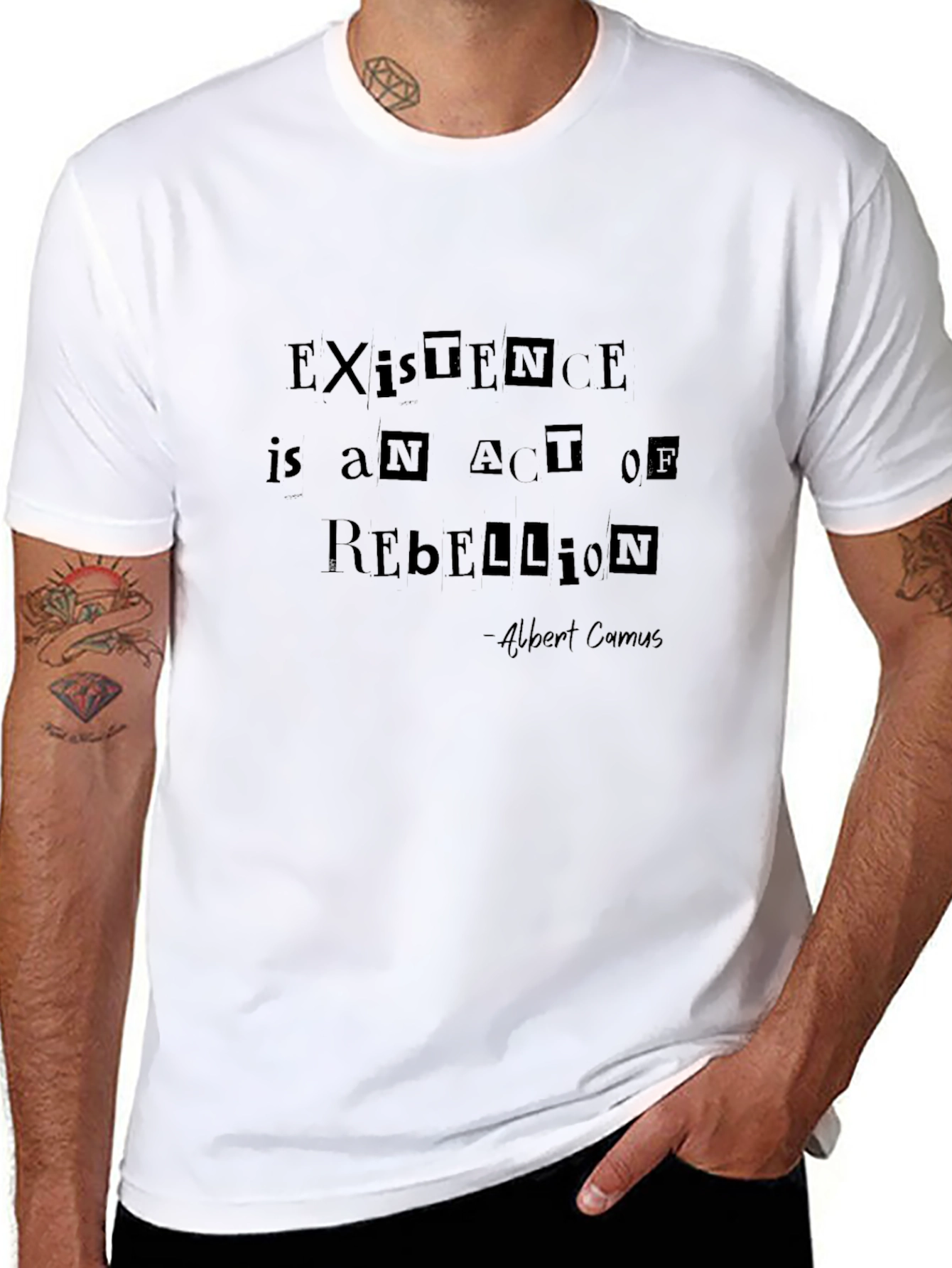 Existence is Rebellion T-Shirt - Albert Camus Quote